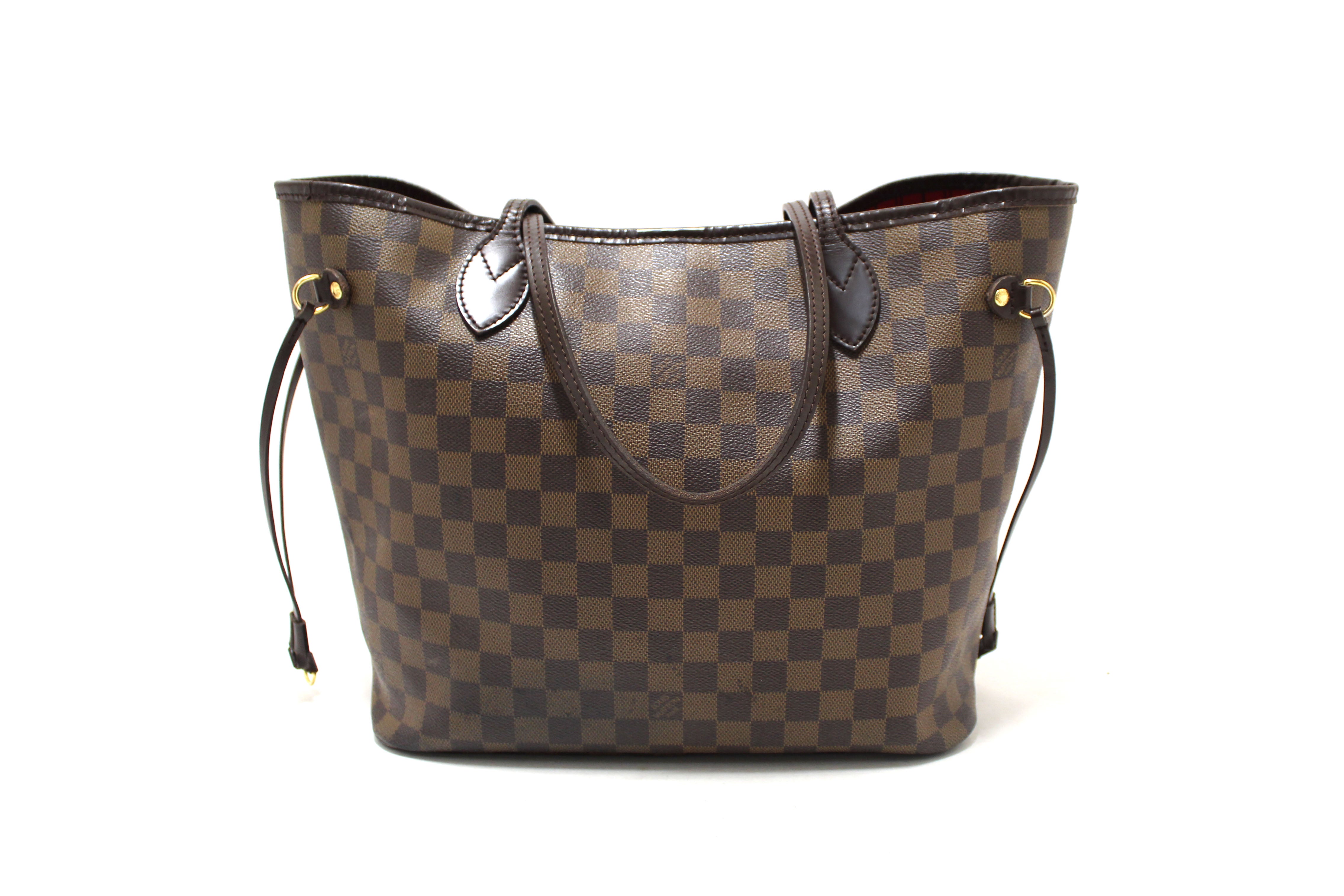 Authentic Louis Vuitton Damier Ebene Neverfull MM Shoulder Tote Bag