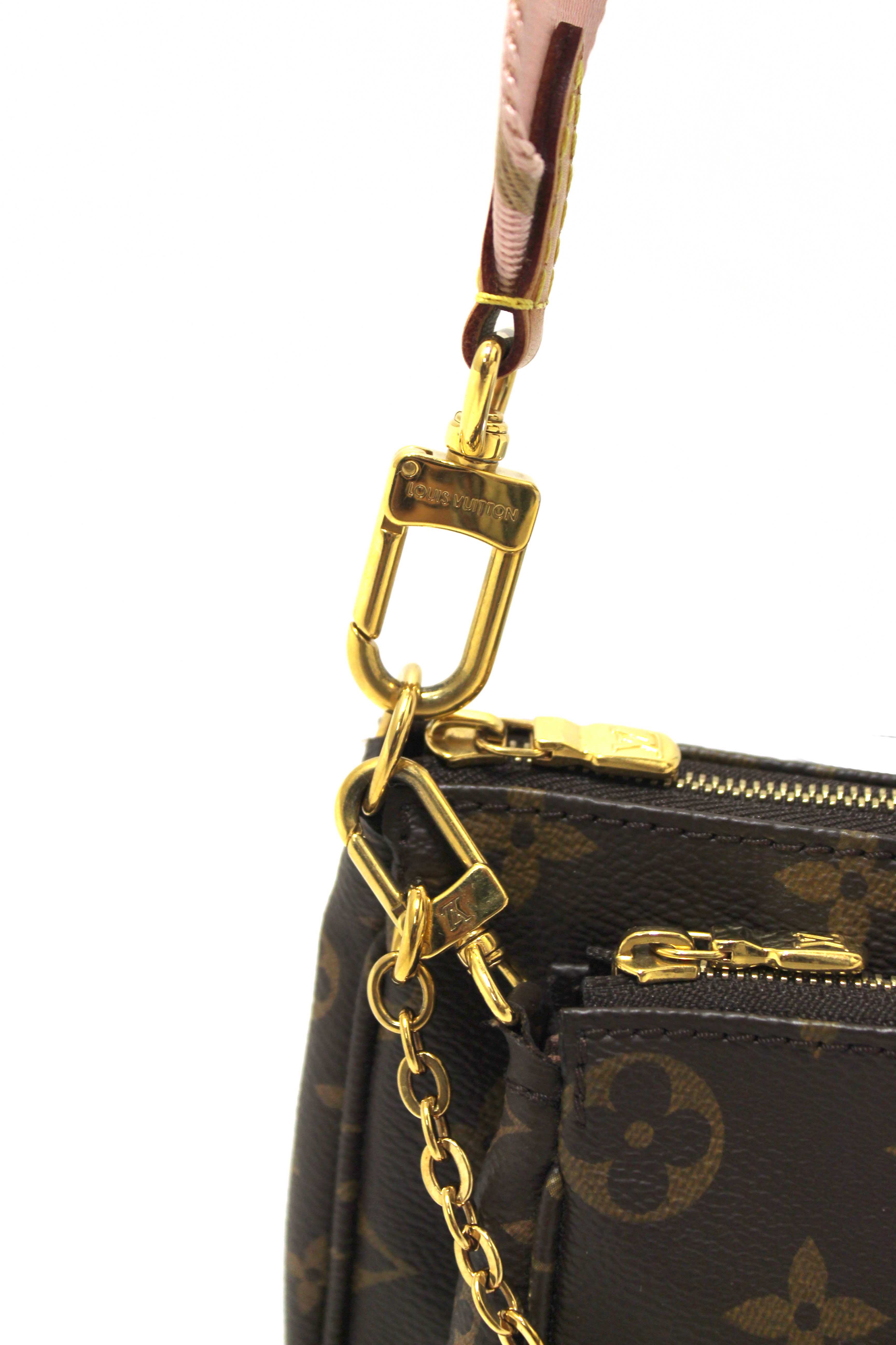 Authentic Louis Vuitton Classic Monogram Khaki PInk Strap Multi-Pochette Accessoires Bag