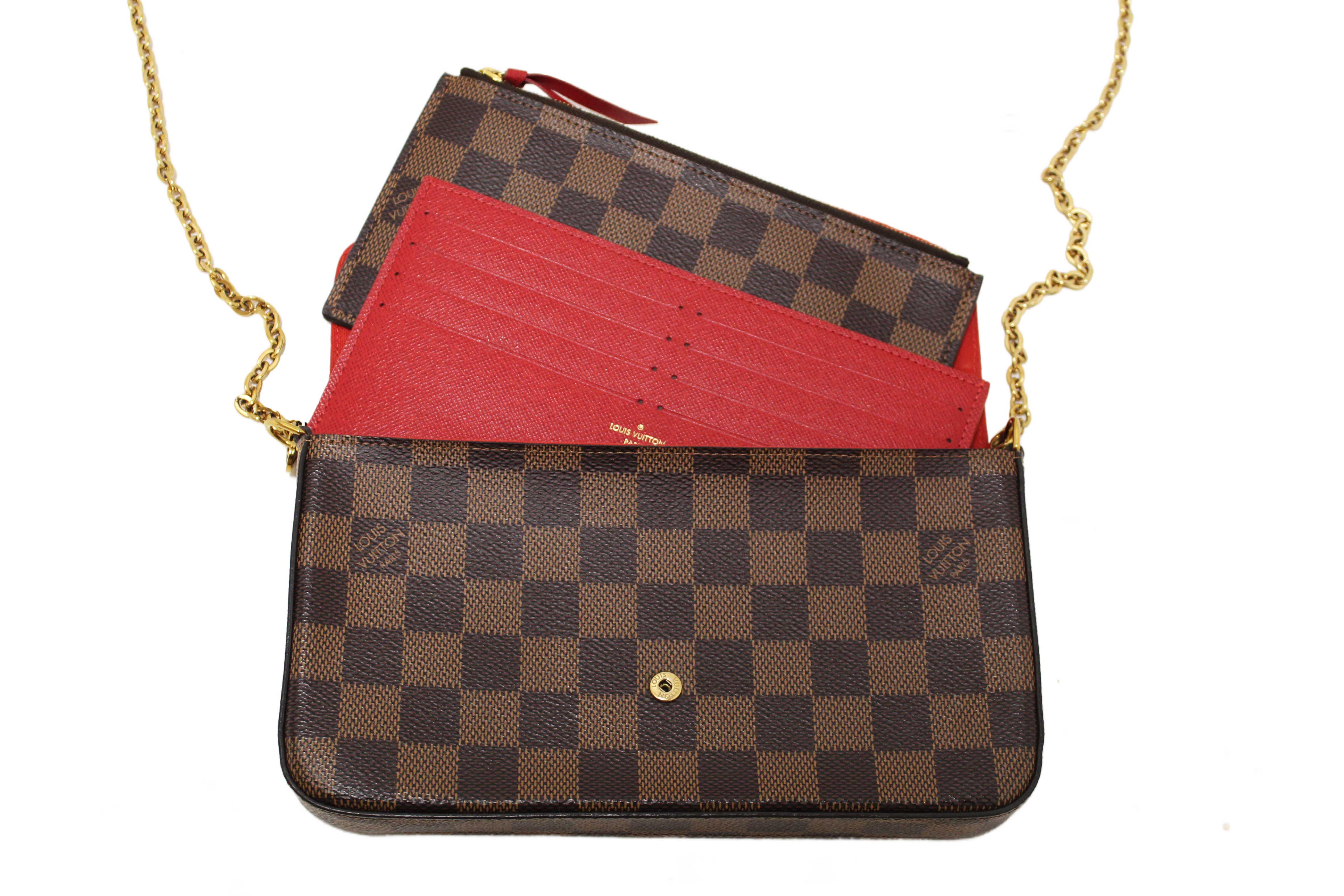 Authentic Louis Vuitton Damier Ebene Canvas Felicie Pochette Bag