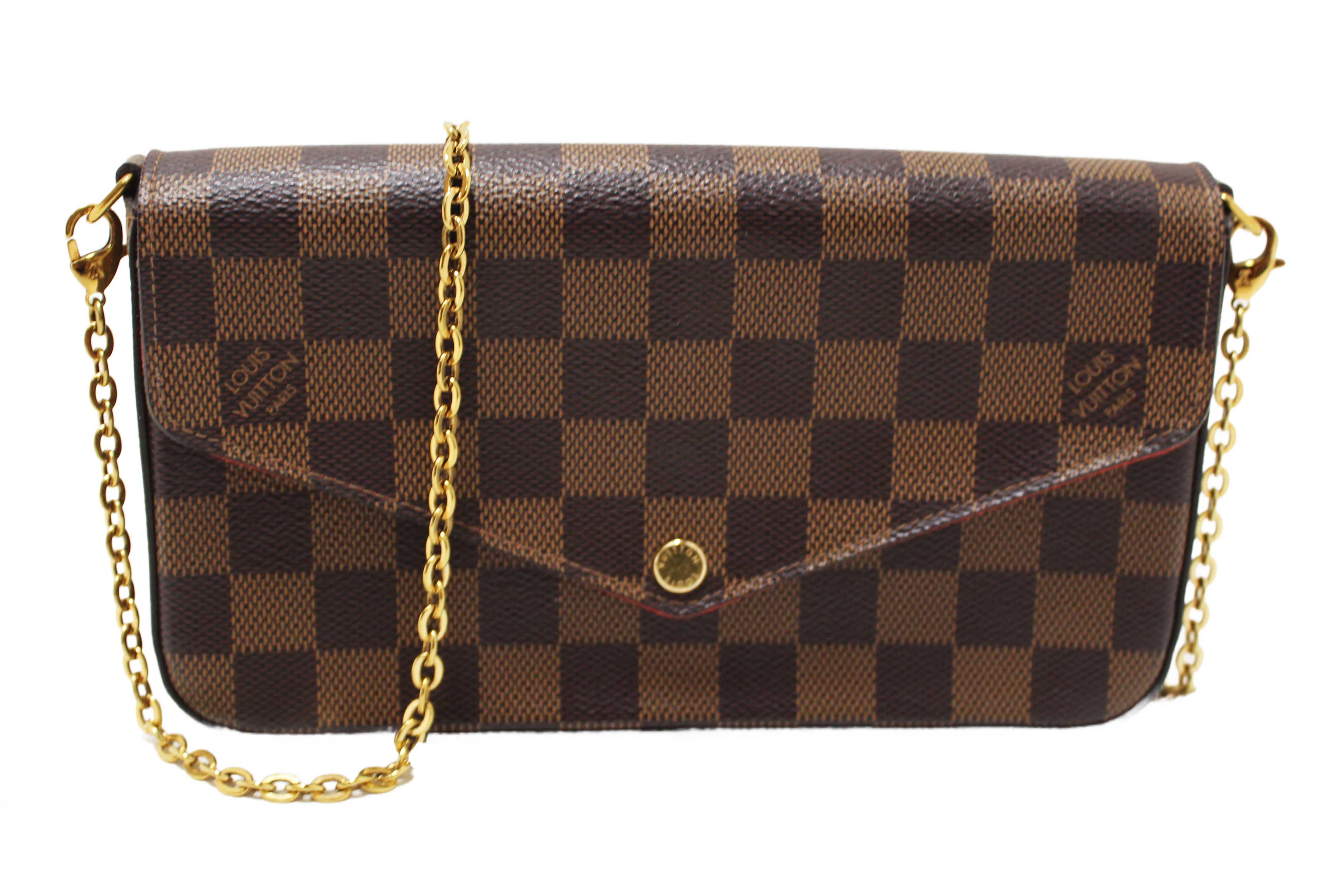 Authentic Louis Vuitton Damier Ebene Canvas Felicie Pochette Bag