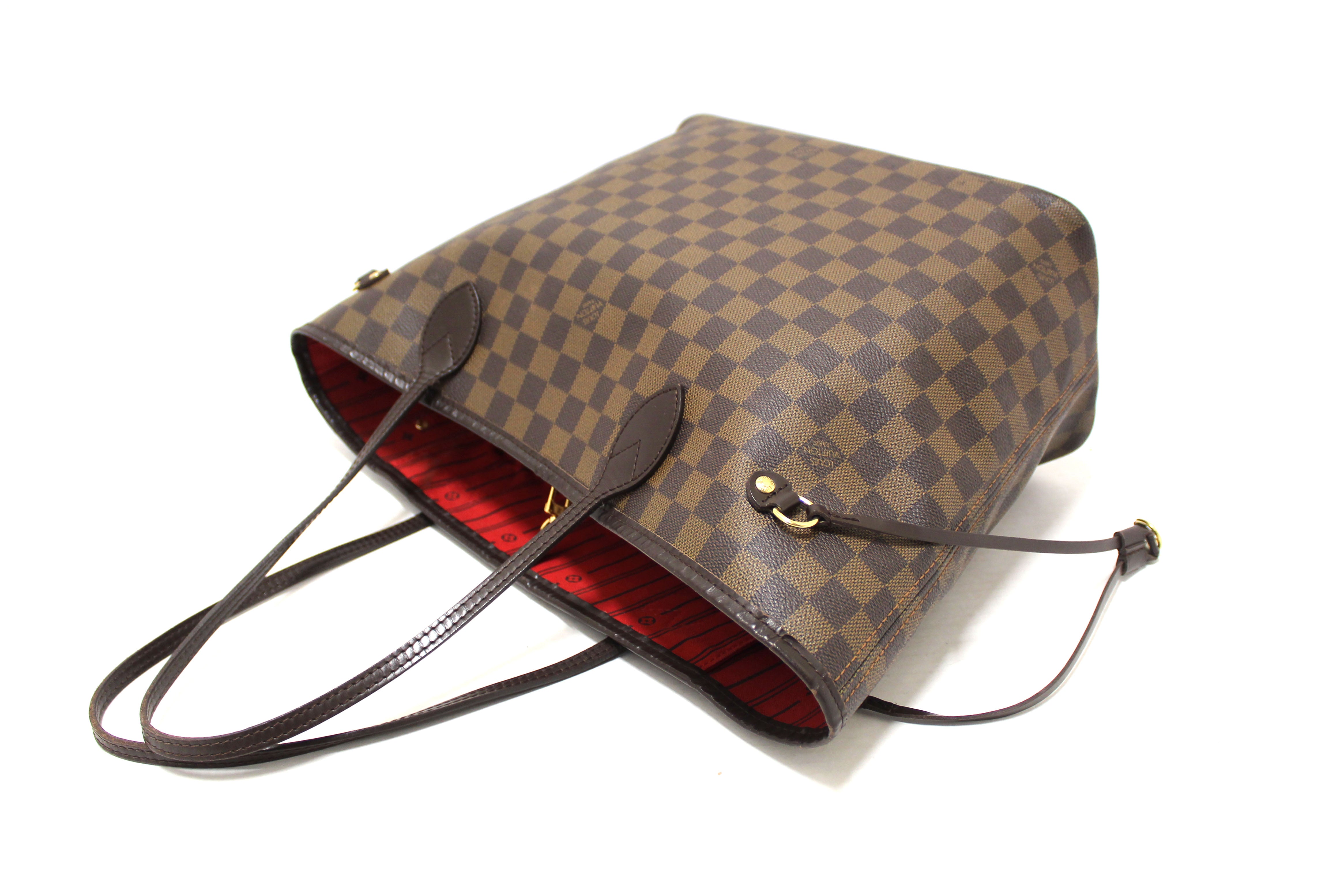 Authentic Louis Vuitton Damier Ebene Neverfull MM Shoulder Tote Bag