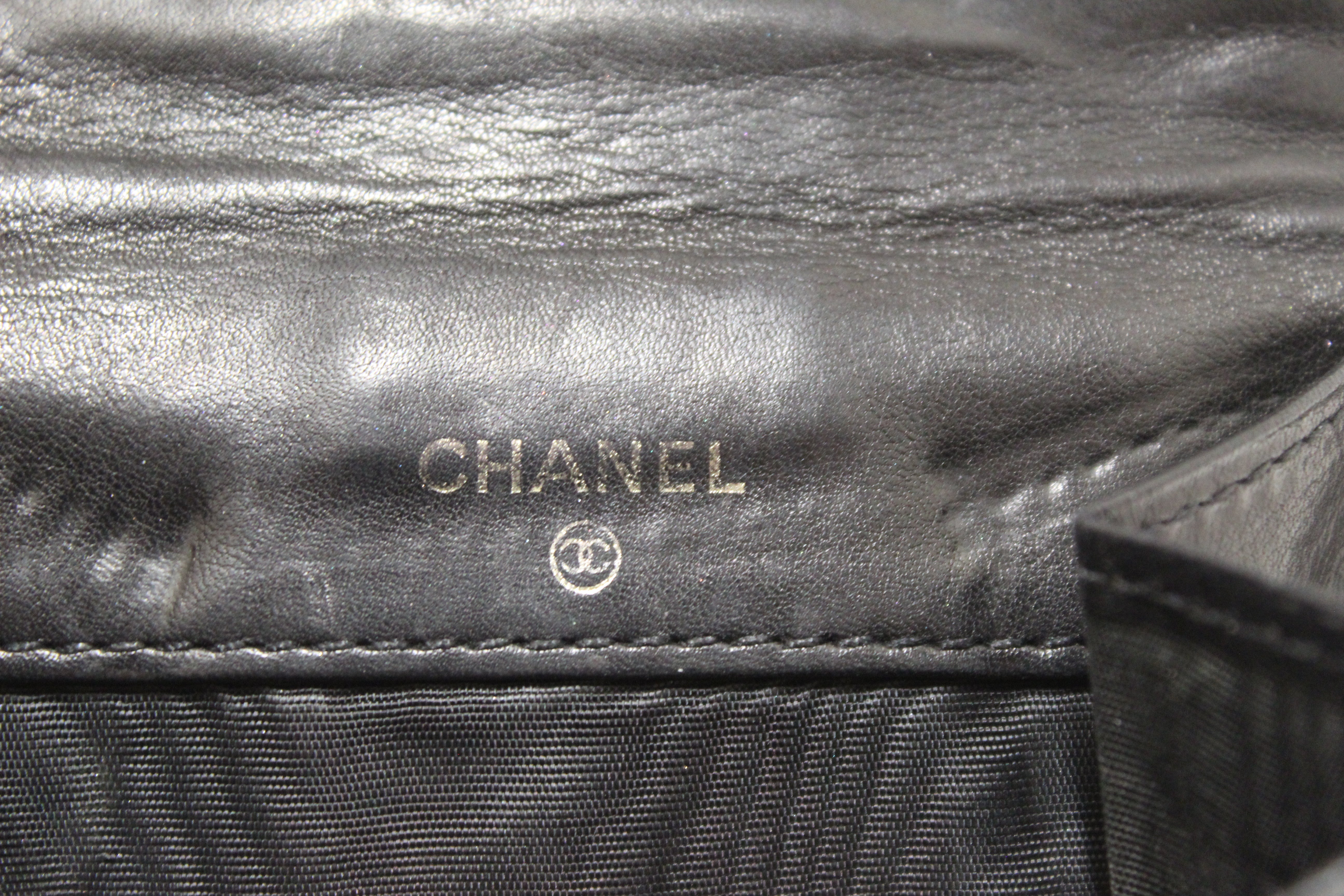 Authentic Vintage Chanel Black Caviar Leather Timeless CC Small Wallet