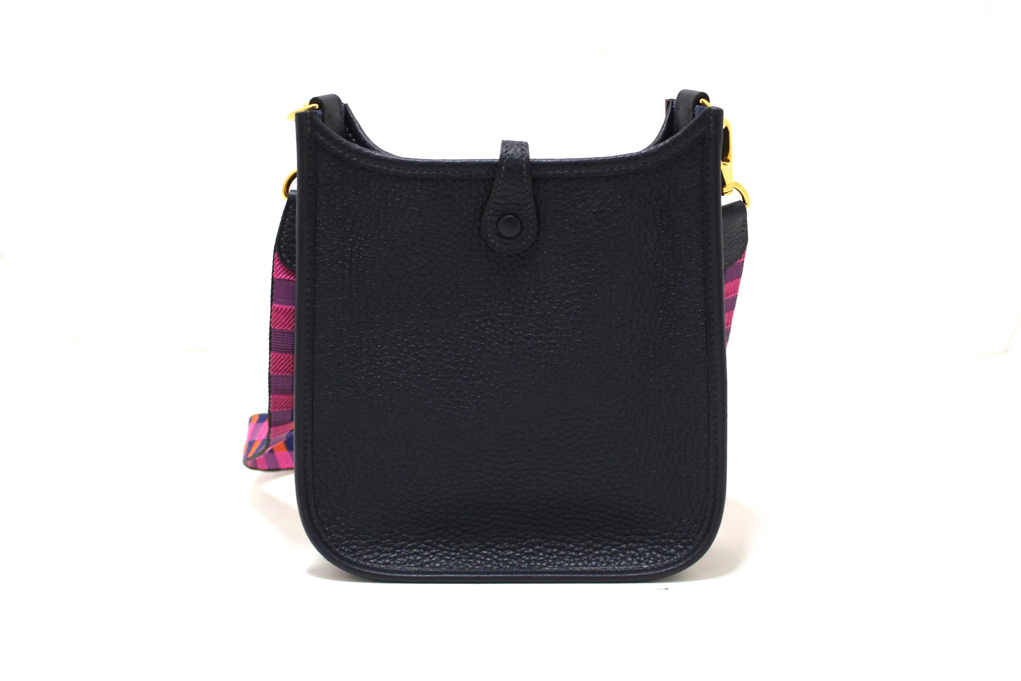 Authentic Hermès Bleu Nuit Clemence Leather Evelyne 16 Amazone Bag