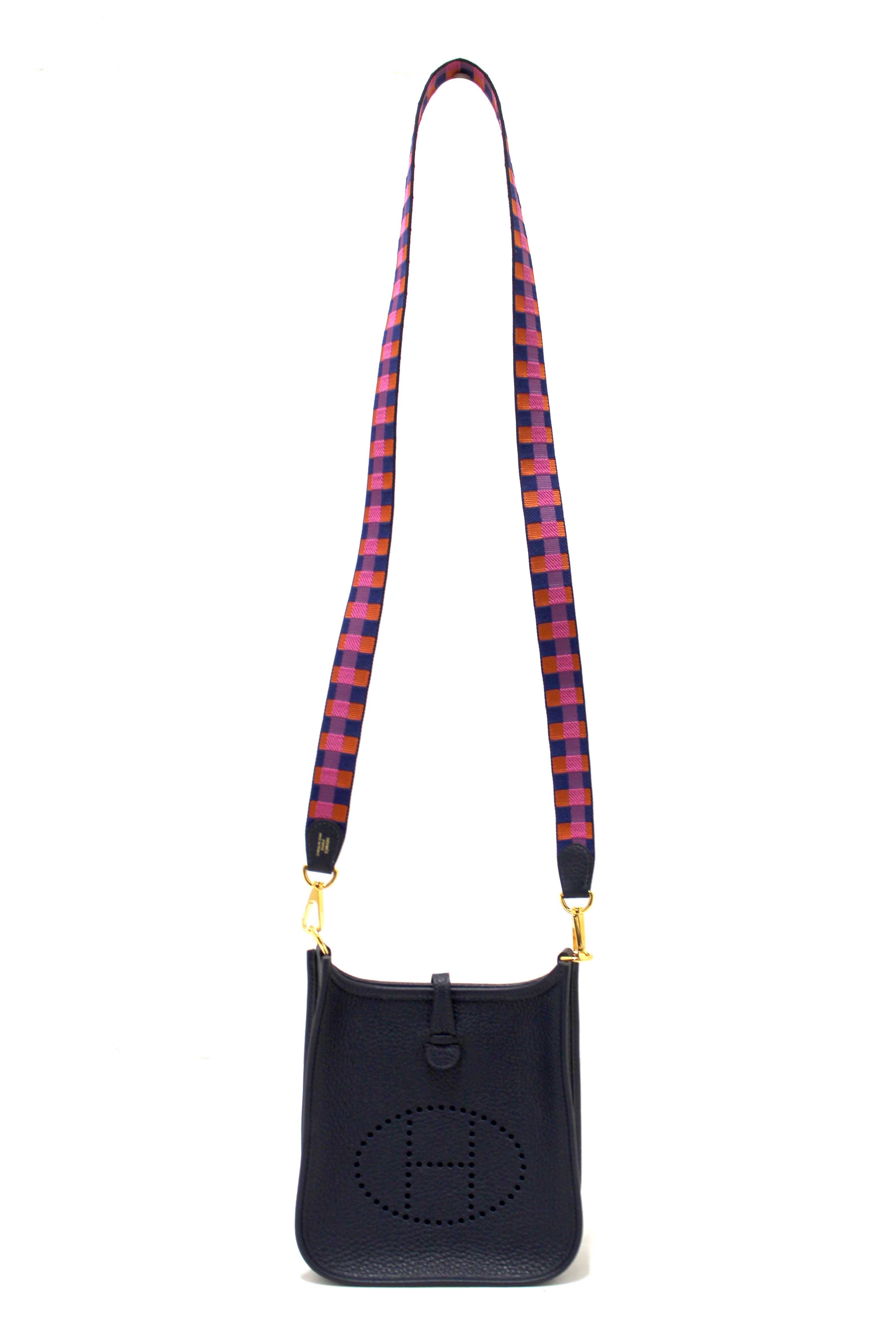 Authentic Hermès Bleu Nuit Clemence Leather Evelyne 16 Amazone Bag
