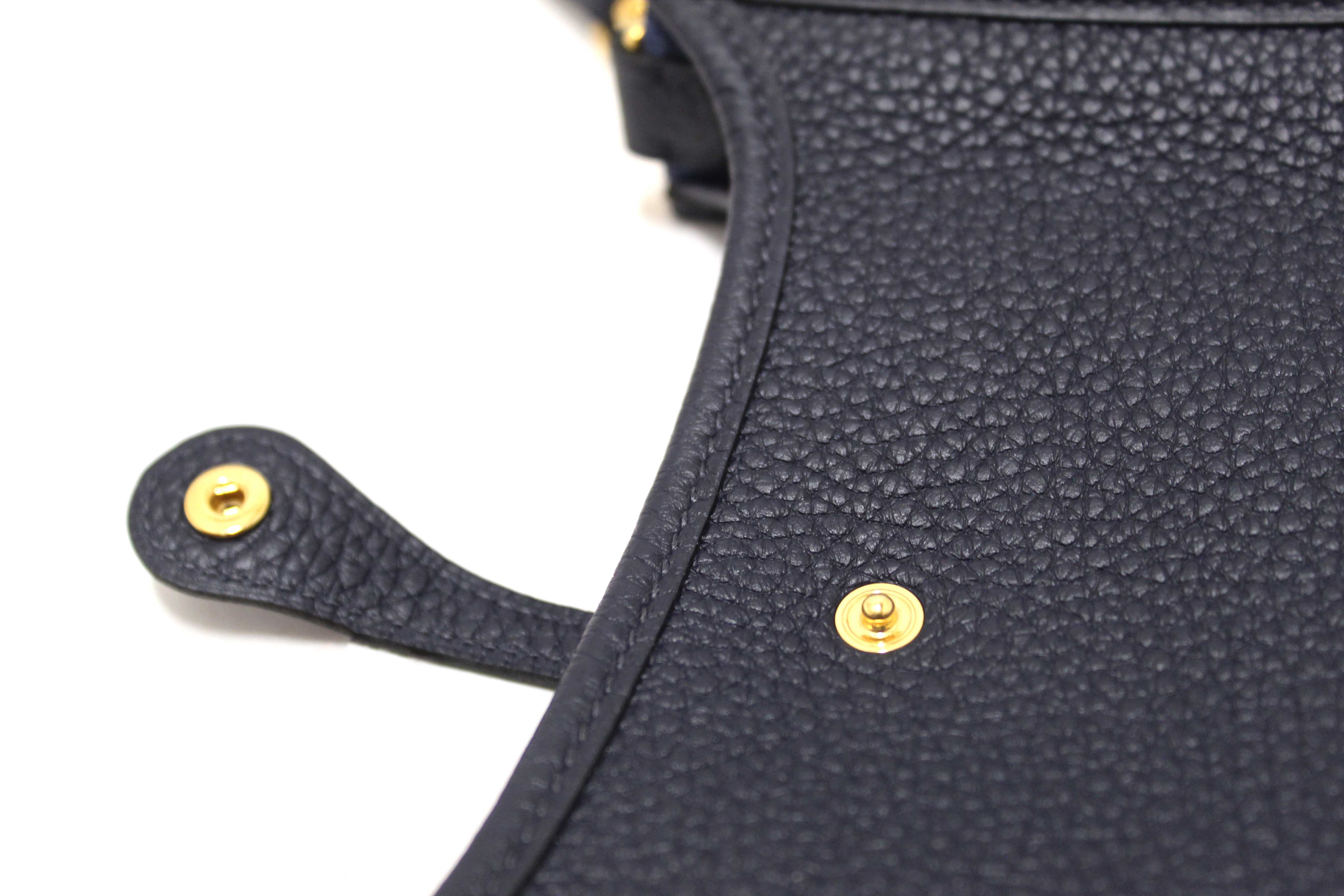 Authentic Hermès Bleu Nuit Clemence Leather Evelyne 16 Amazone Bag