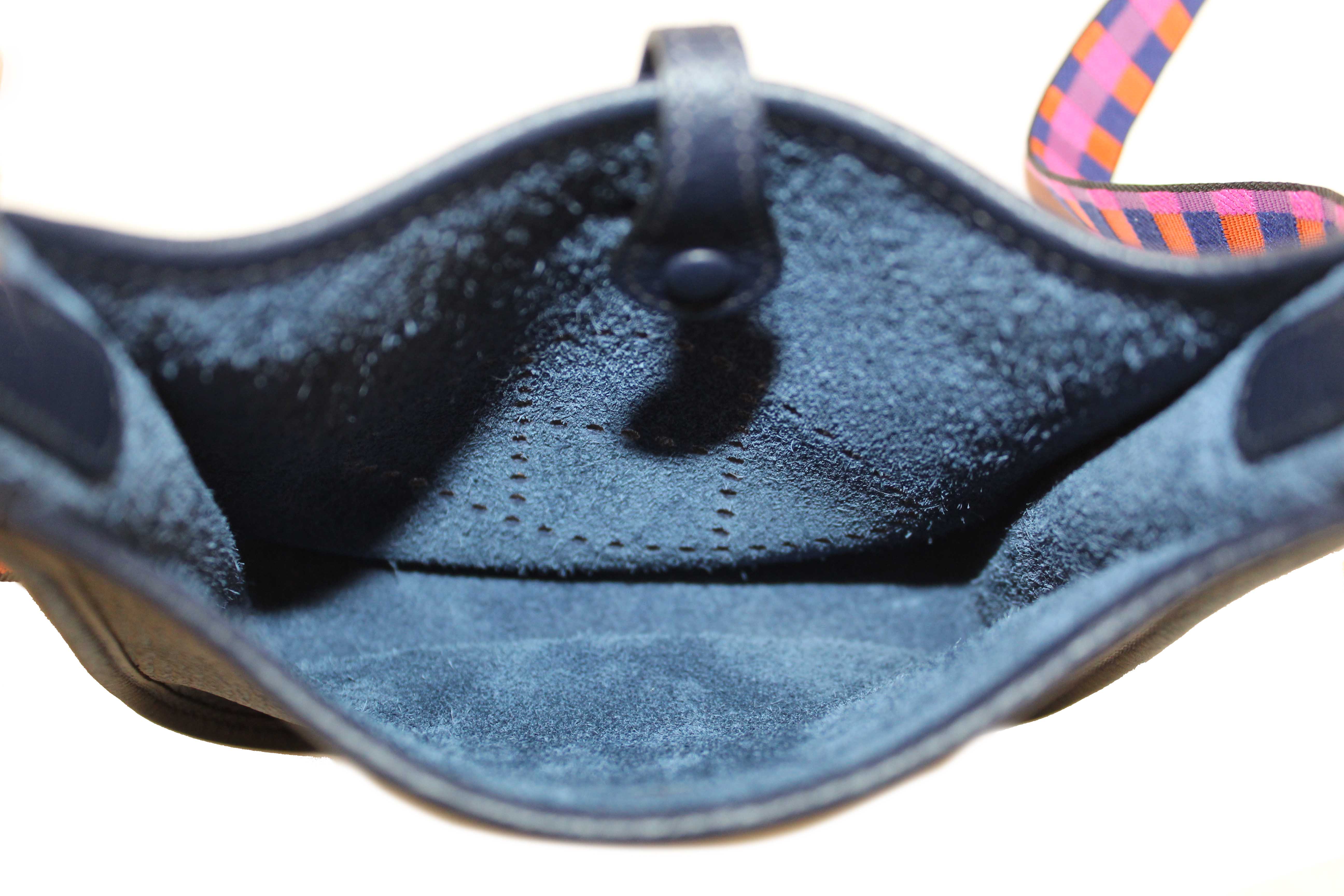 Authentic Hermès Bleu Nuit Clemence Leather Evelyne 16 Amazone Bag