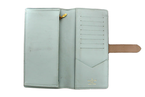 Authentic Louis Vuitton Galet Grey Grained Taurillon Leather LV Vertical Wallet