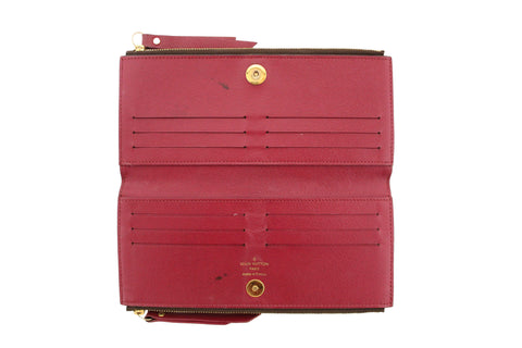 Authentic Louis Vuitton Classic Monogram Canvas with Fuchsia Leather Adele Wallet