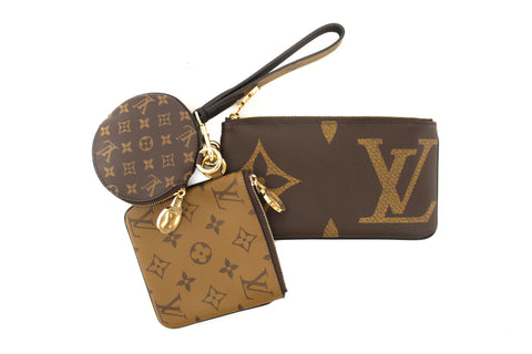 Authentic New Louis Vuitton Giant Monogram Reverse Trio Pouch Set