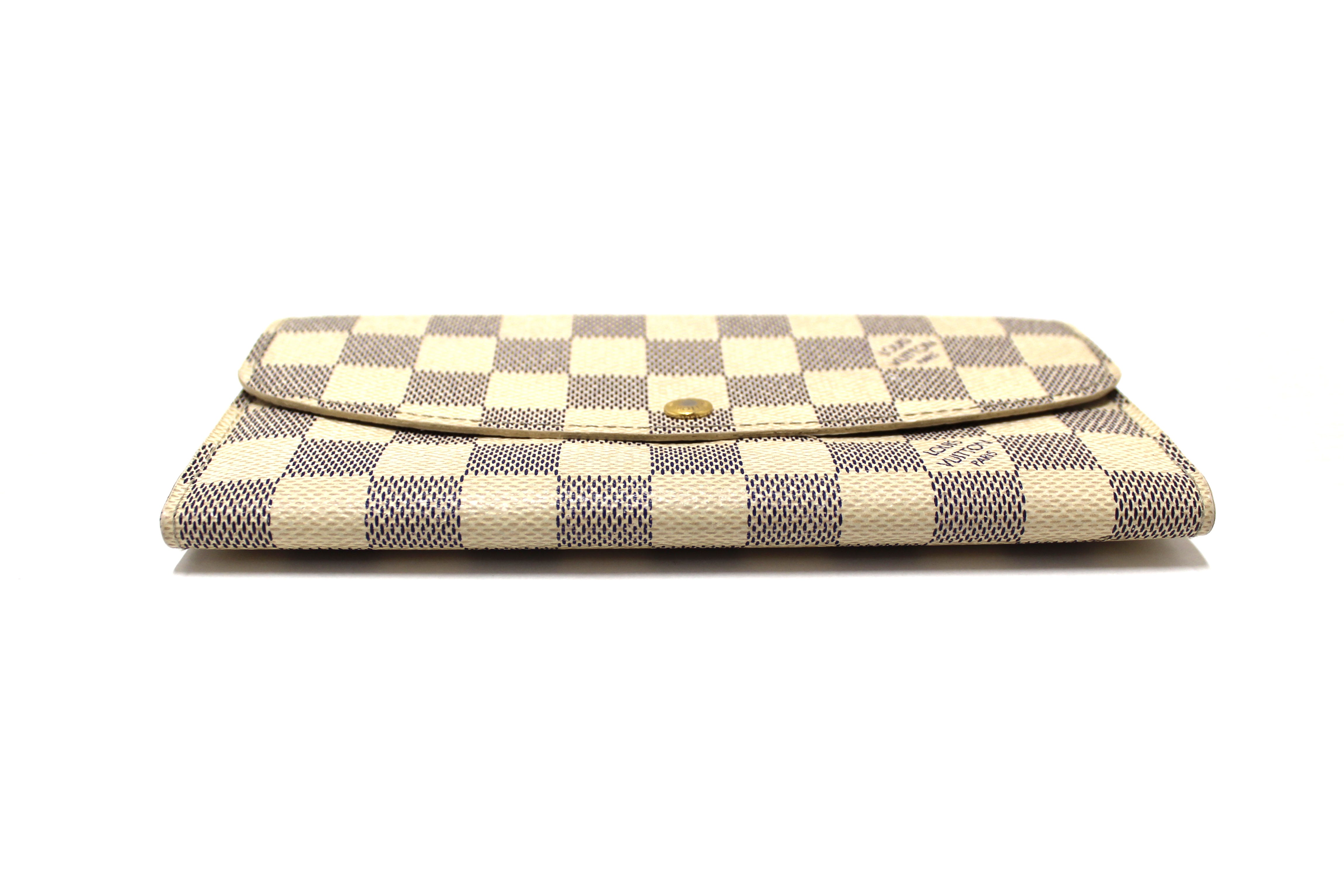 Authentic Louis Vuitton Damier Azur Canvas Emilie Flap Long Wallet