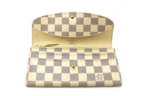 Authentic Louis Vuitton Damier Azur Canvas Emilie Flap Long Wallet