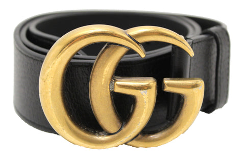 Authentic Gucci Black Leather GG Marmont with Maxi GG Belt Size 85