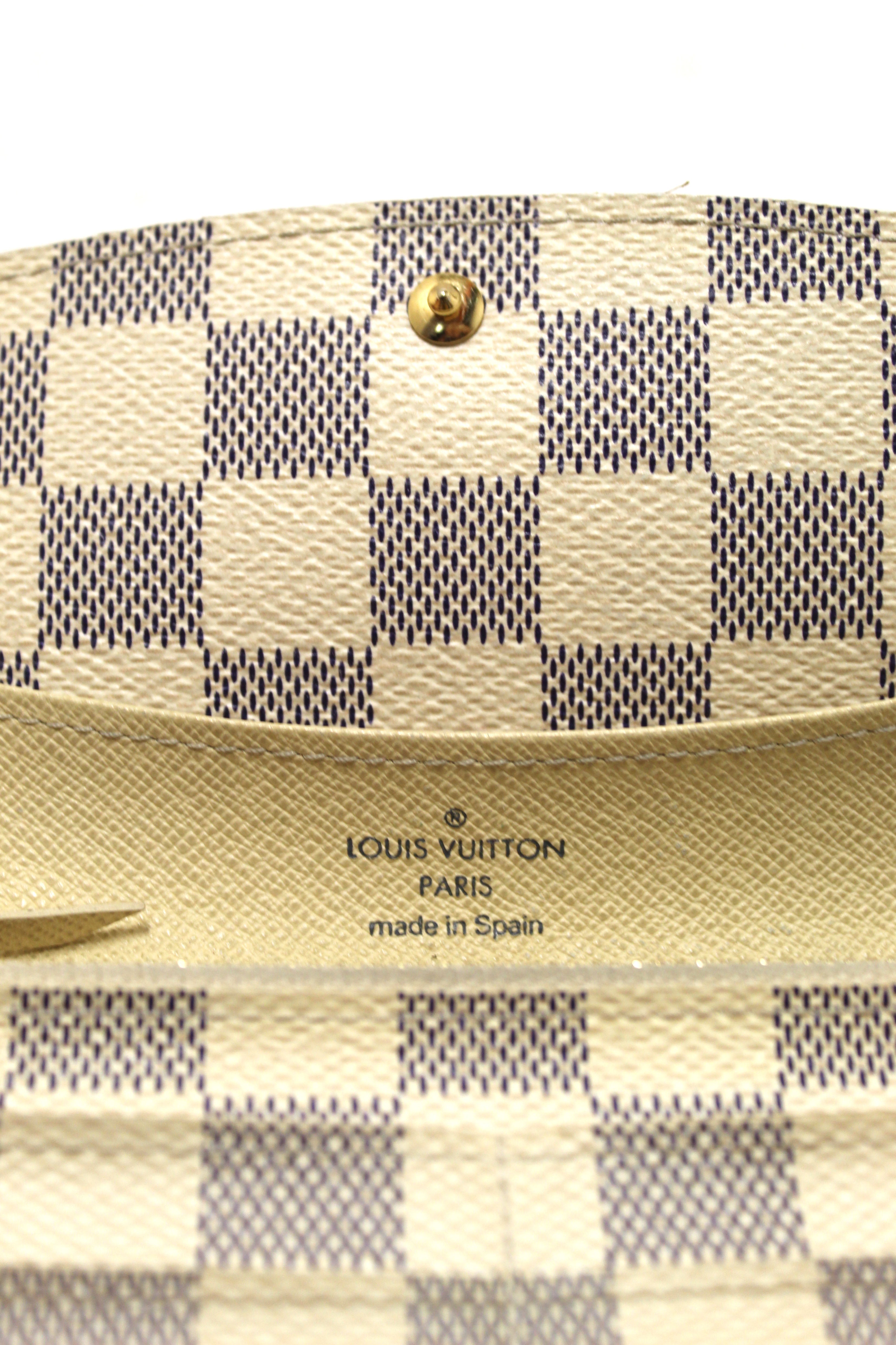 Authentic Louis Vuitton Damier Azur Canvas Emilie Flap Long Wallet