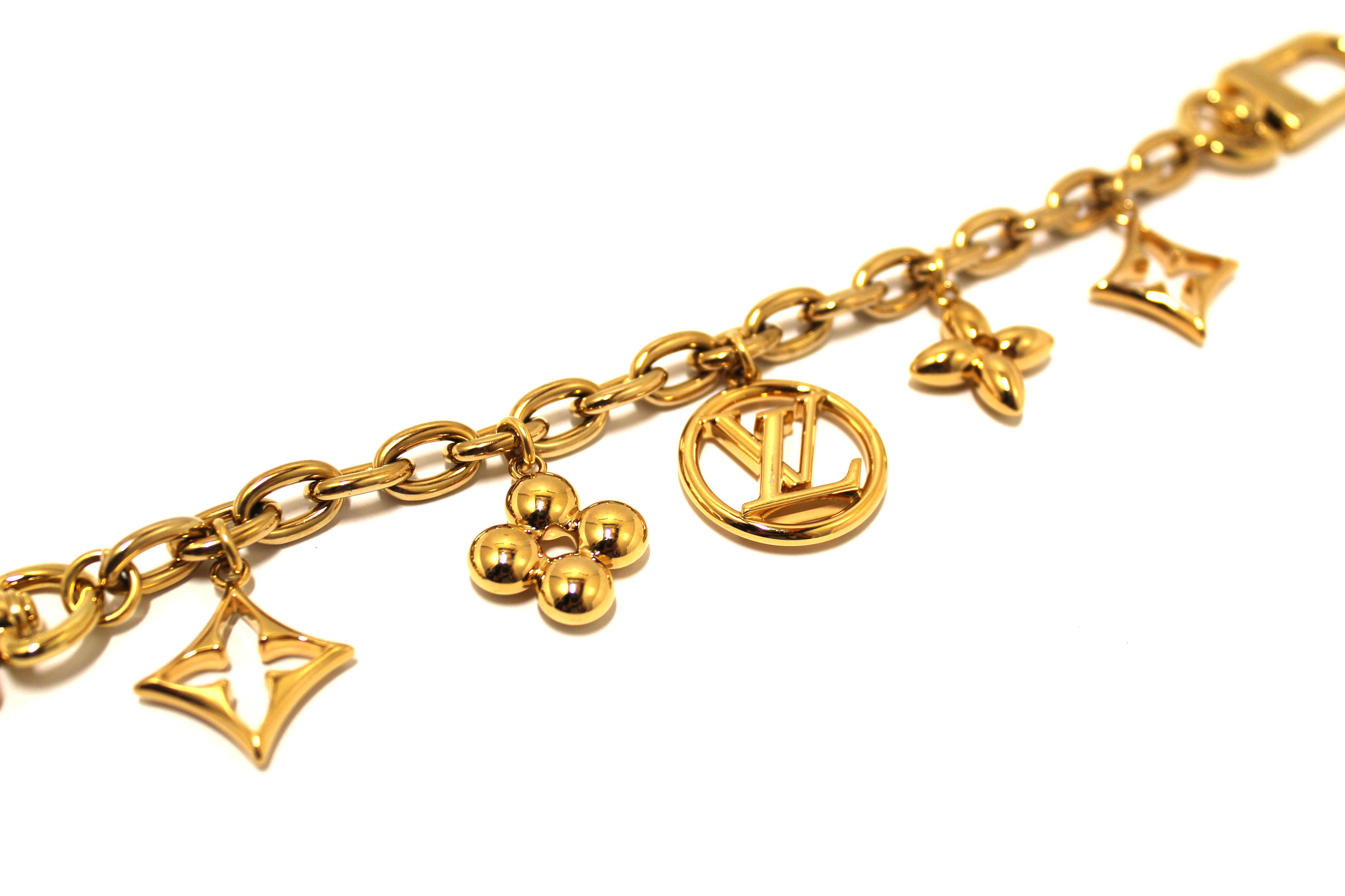 Authentic Louis Vuitton Fleur de Monogram Bag Charm Chain