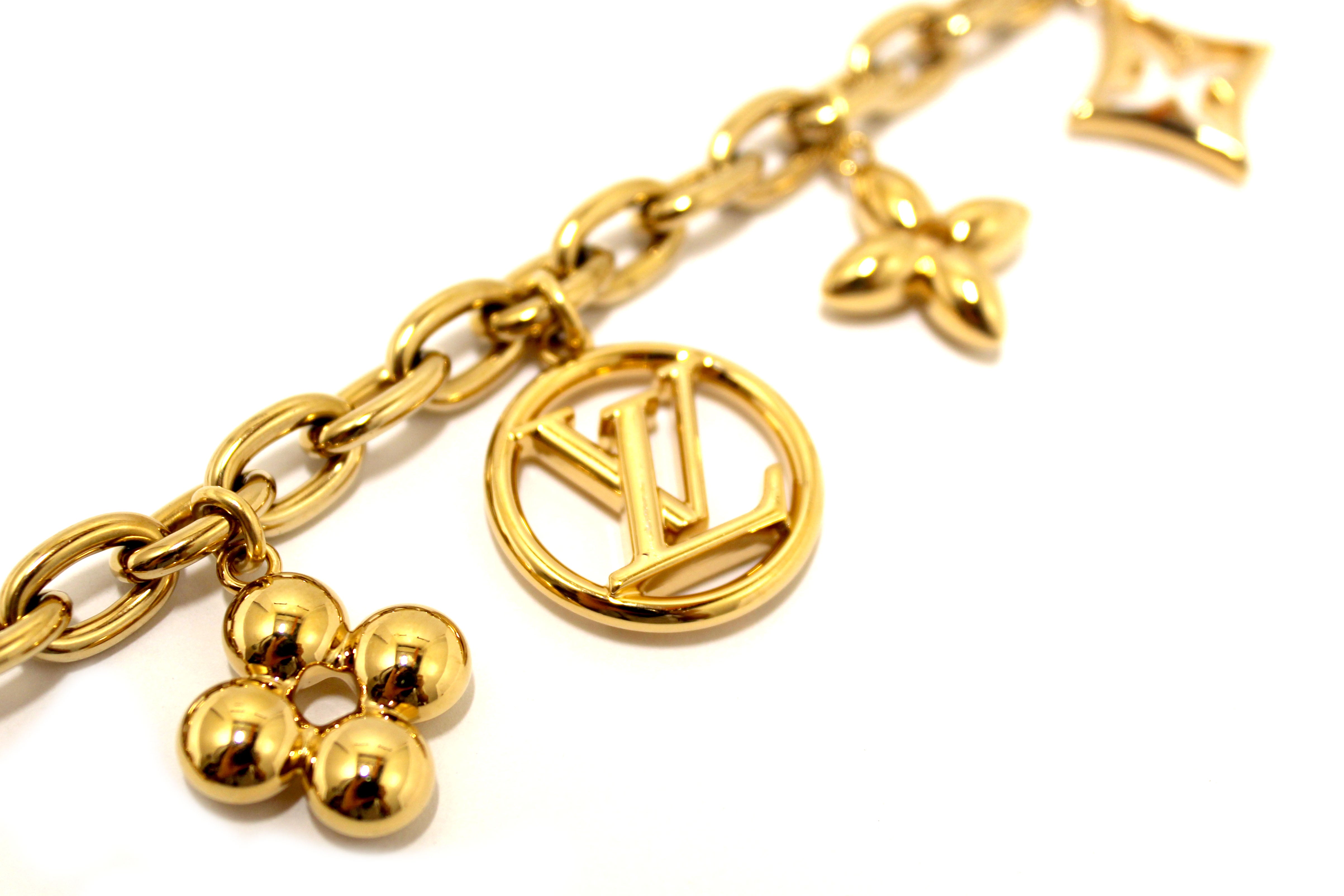 Authentic Louis Vuitton Fleur de Monogram Bag Charm Chain