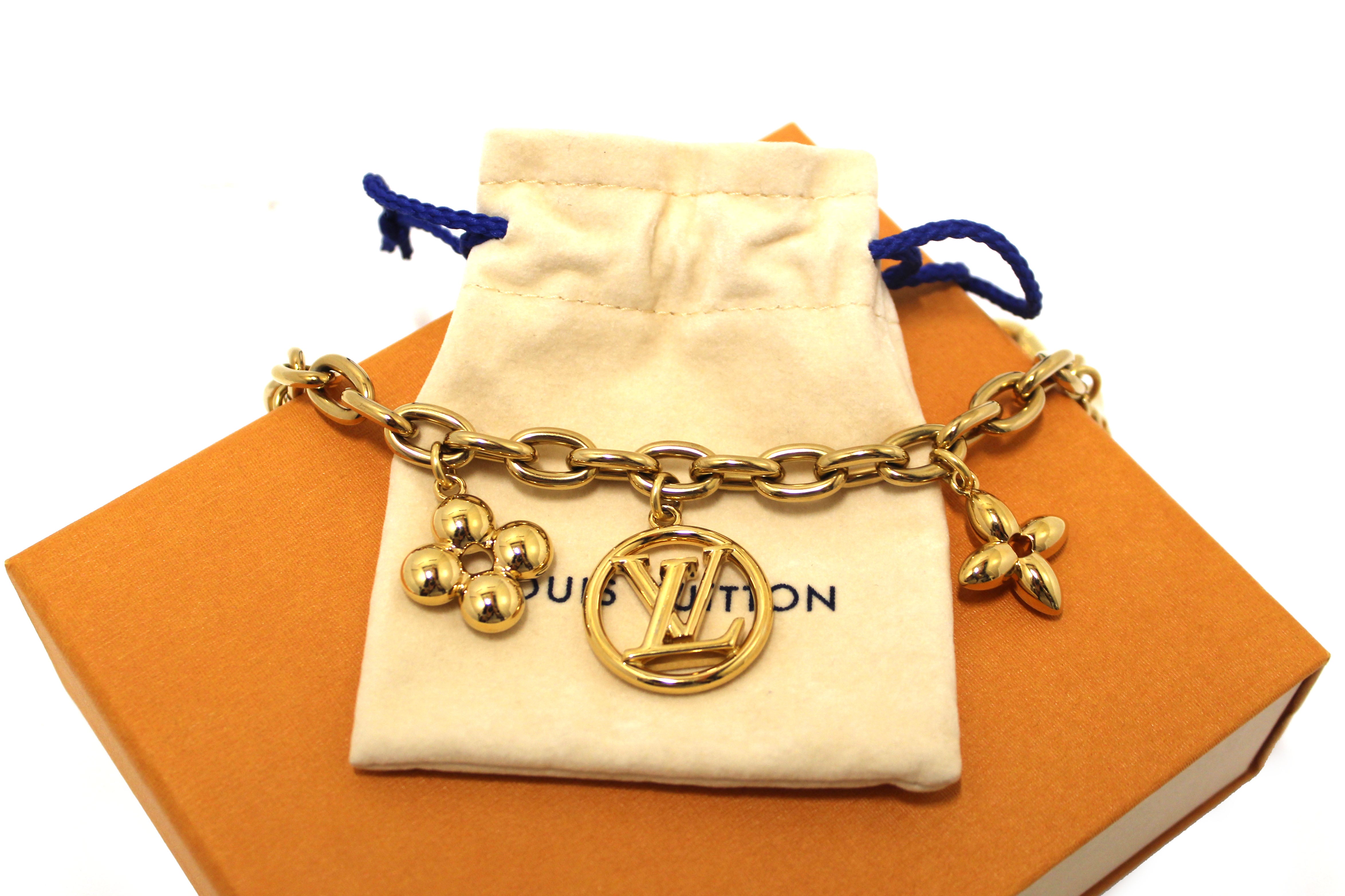 Authentic Louis Vuitton Fleur de Monogram Bag Charm Chain