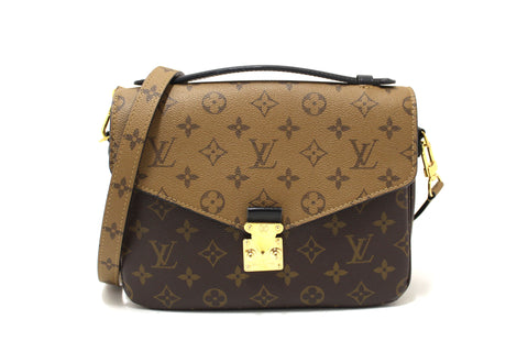 Authentic Louis Vuitton Classic Monogram Reverse Canvas Pochette Metis Bag