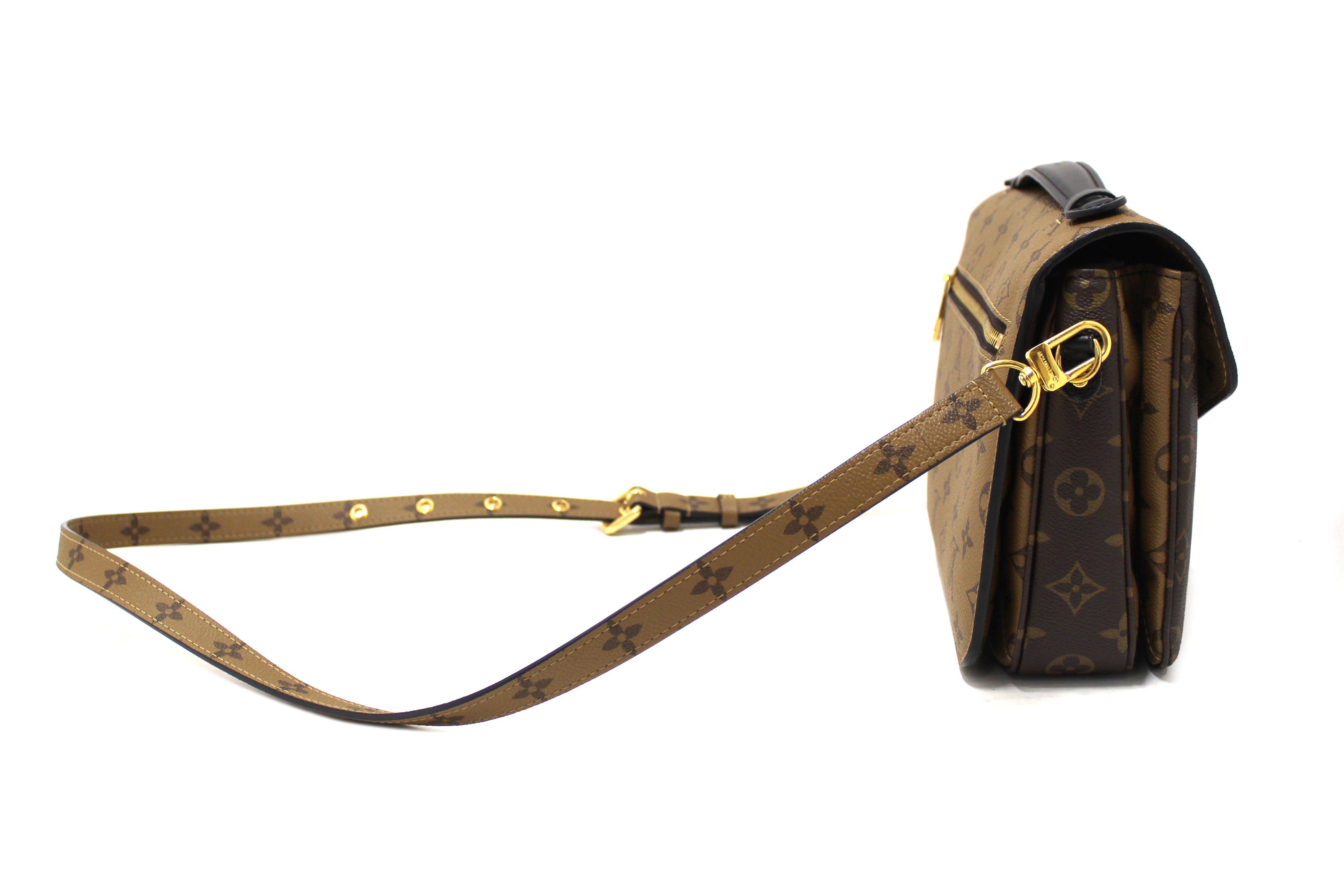 Authentic Louis Vuitton Classic Monogram Reverse Canvas Pochette Metis Bag