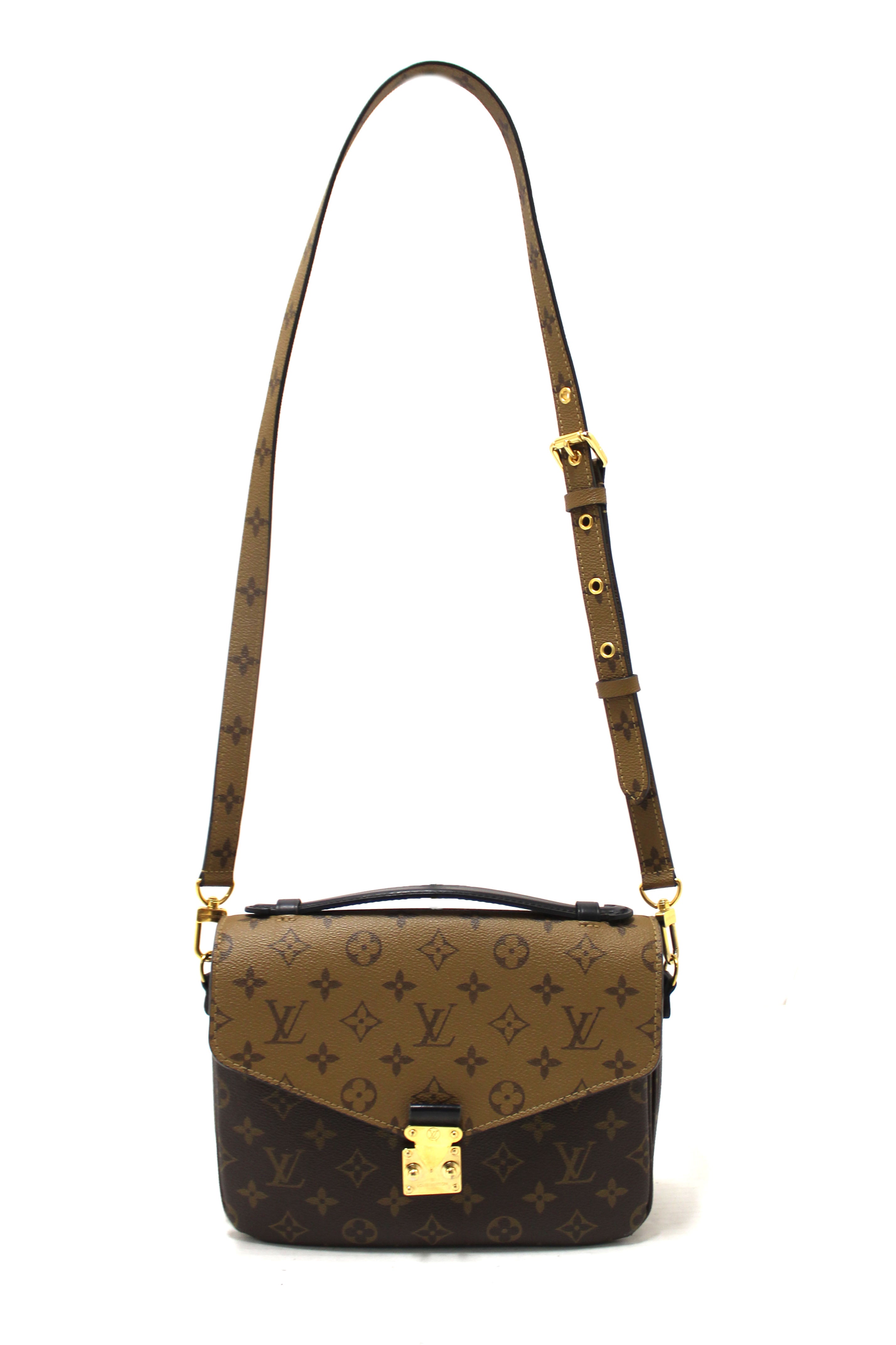 Authentic Louis Vuitton Classic Monogram Reverse Canvas Pochette Metis Bag