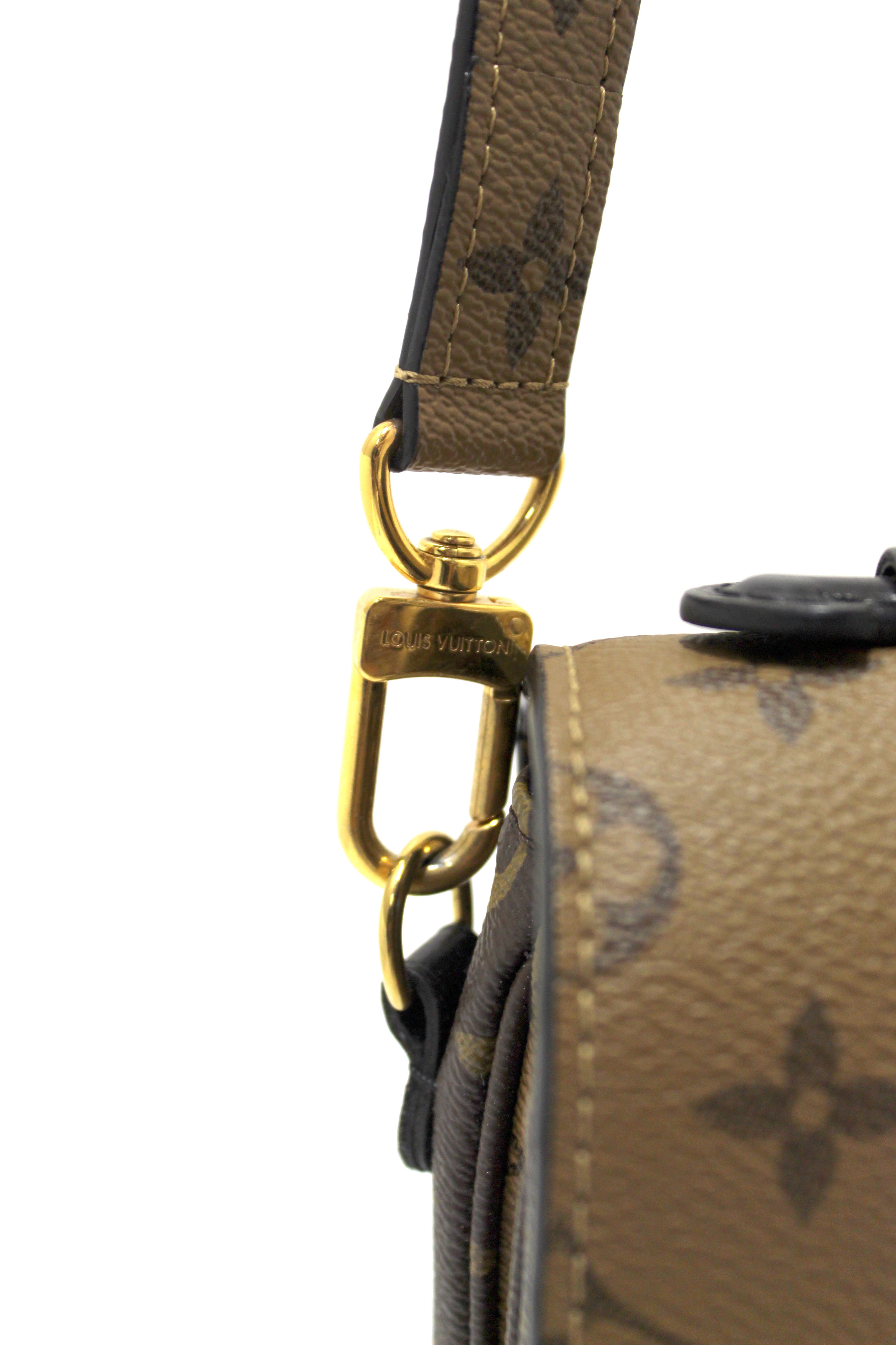 Authentic Louis Vuitton Classic Monogram Reverse Canvas Pochette Metis Bag