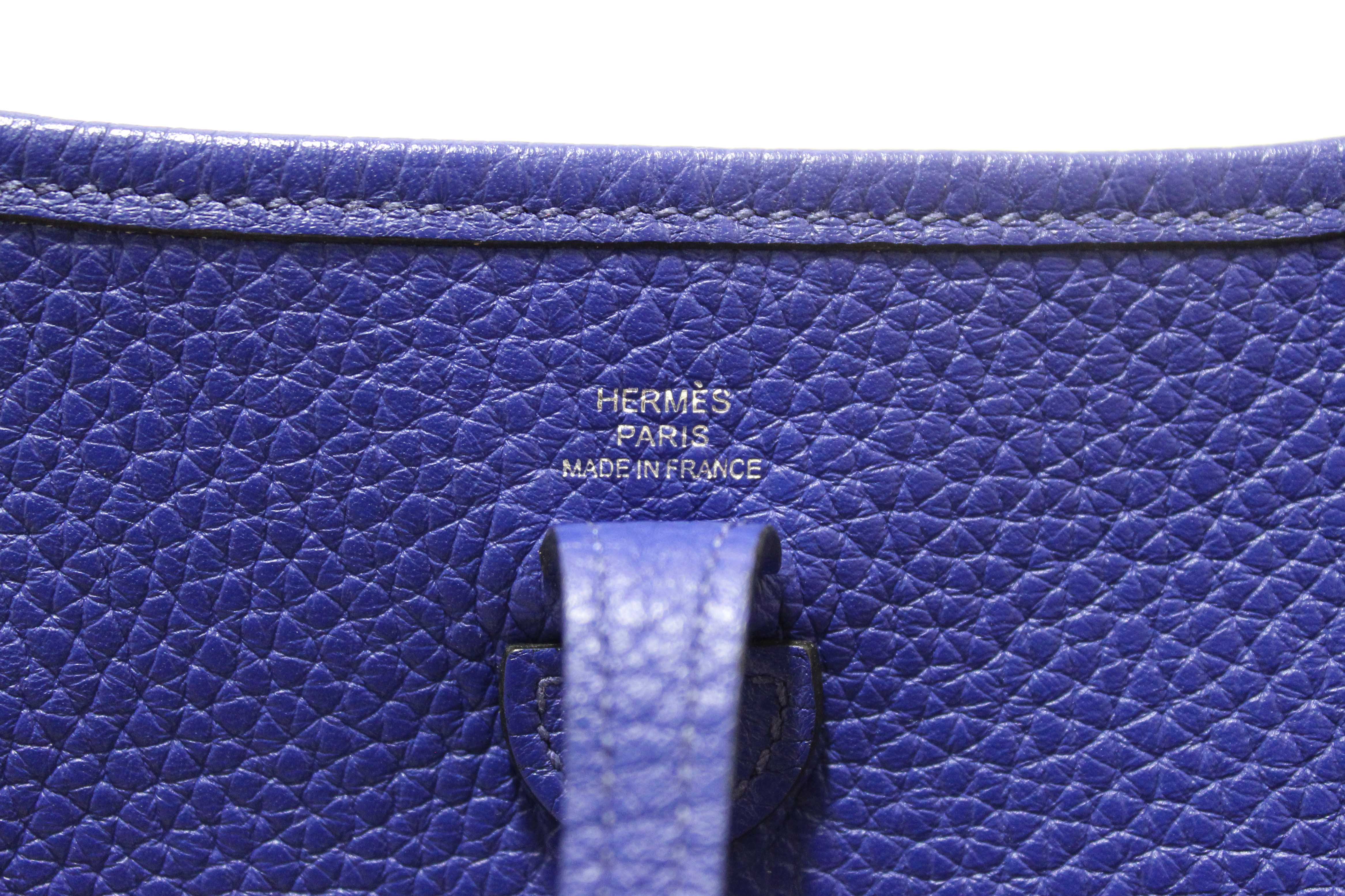 NEW Authentic Hermes Blue Clemence Leather Evelyne 16 Amazone TPM Bag