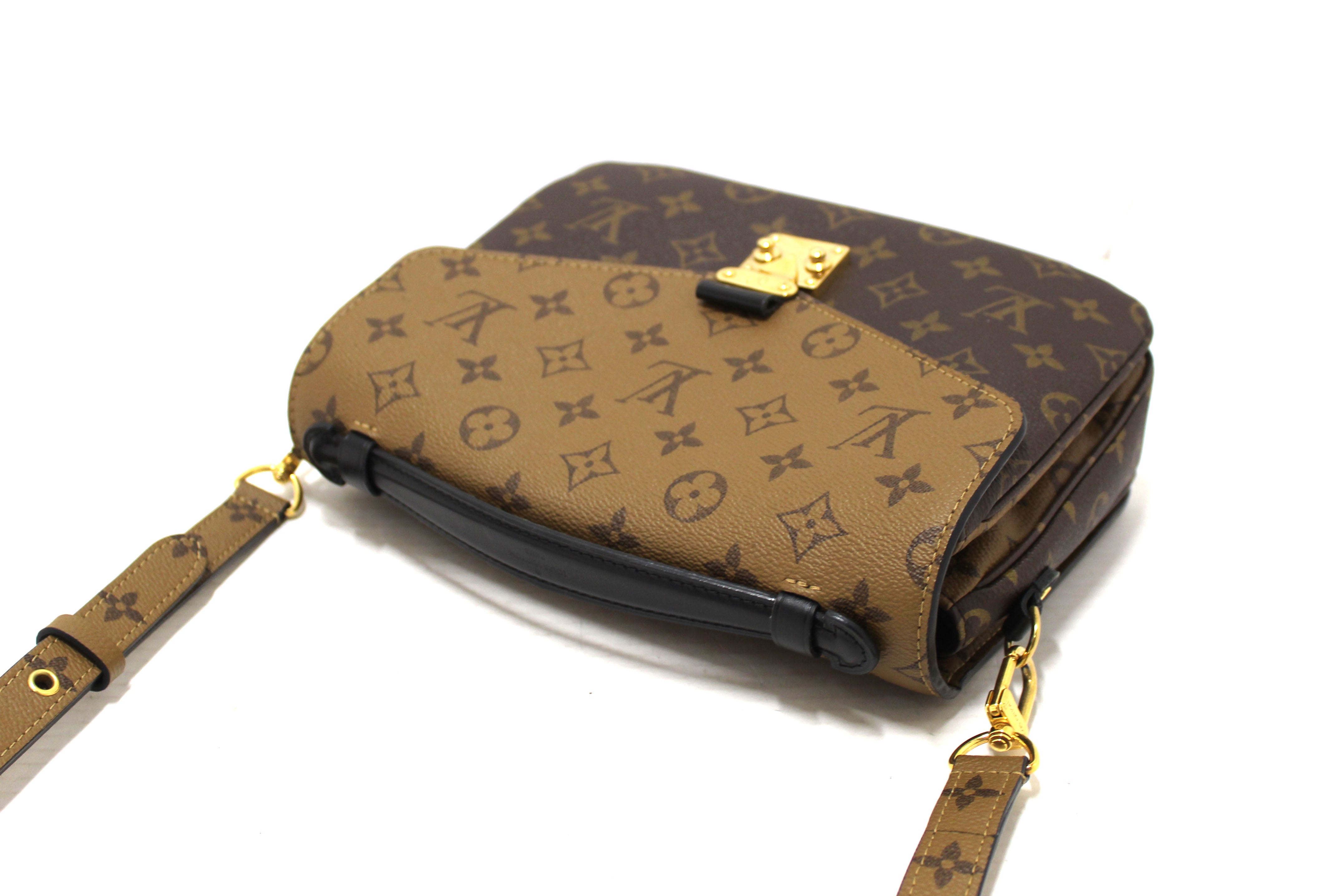Authentic Louis Vuitton Classic Monogram Reverse Canvas Pochette Metis Bag
