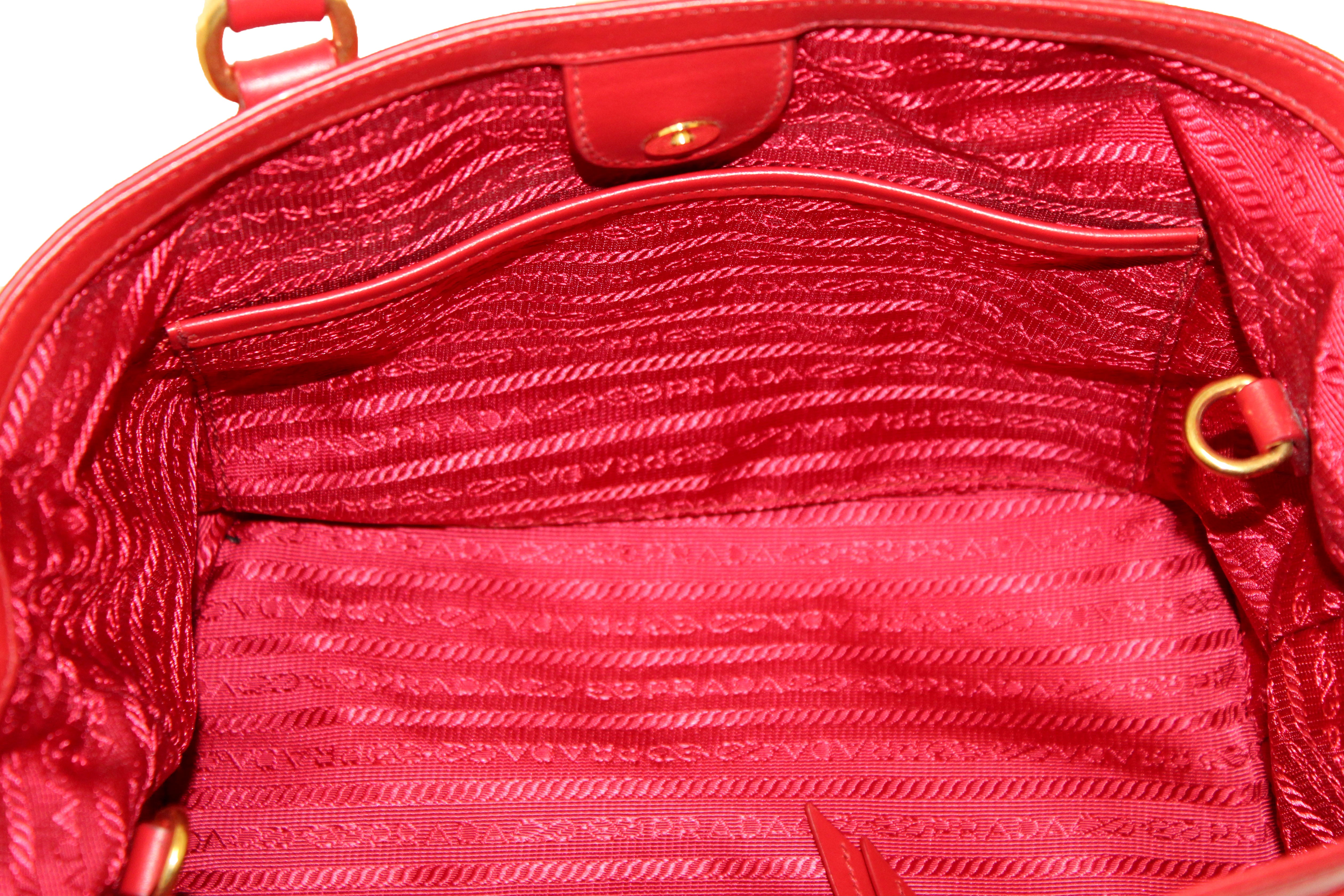 Authentic Prada Red Nylon Tessuto Tote Bag with Strap