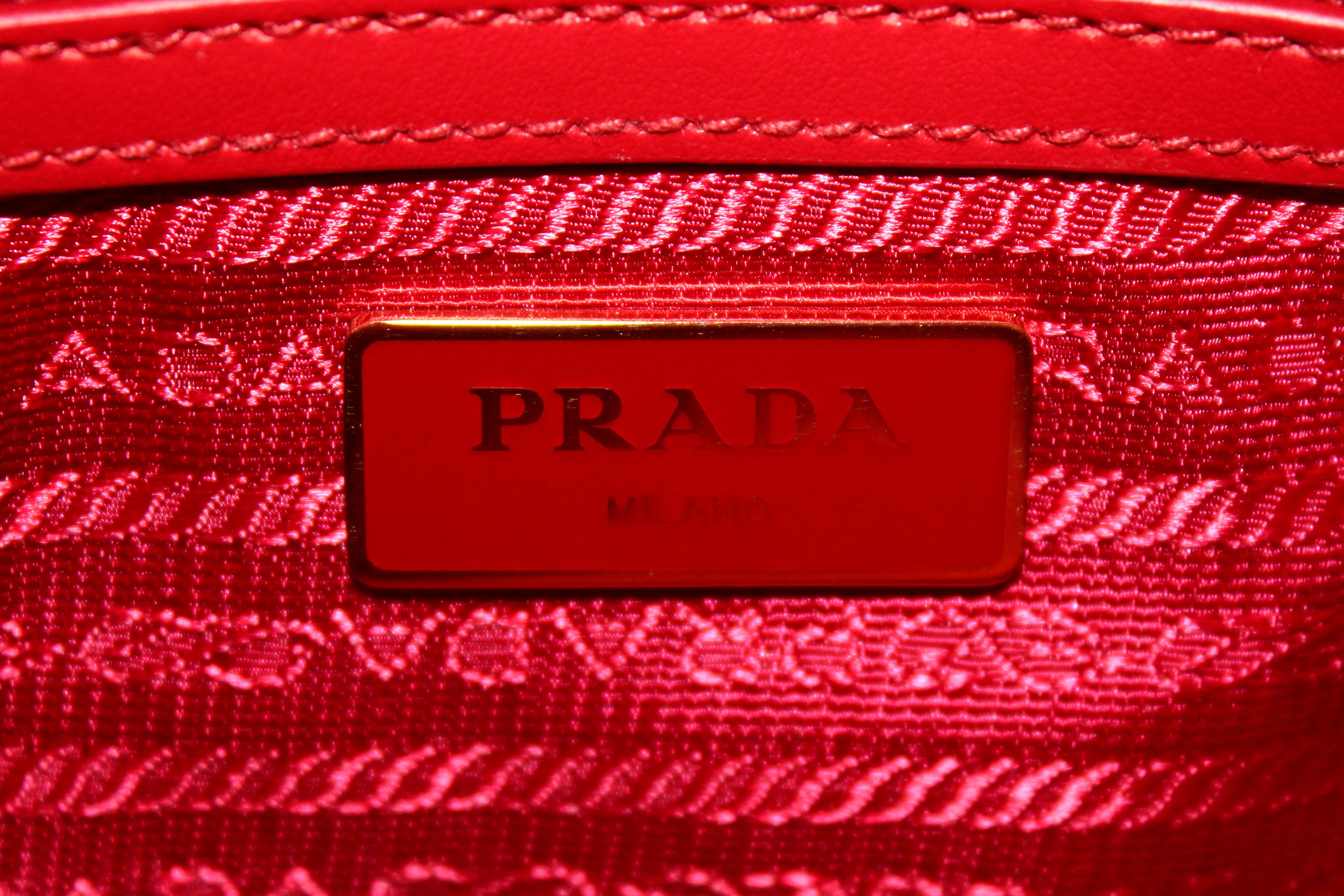 Authentic Prada Red Nylon Tessuto Tote Bag with Strap