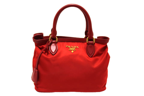 Authentic Prada Red Nylon Tessuto Tote Bag with Strap