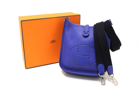 NEW Authentic Hermes Blue Clemence Leather Evelyne 16 Amazone TPM Bag