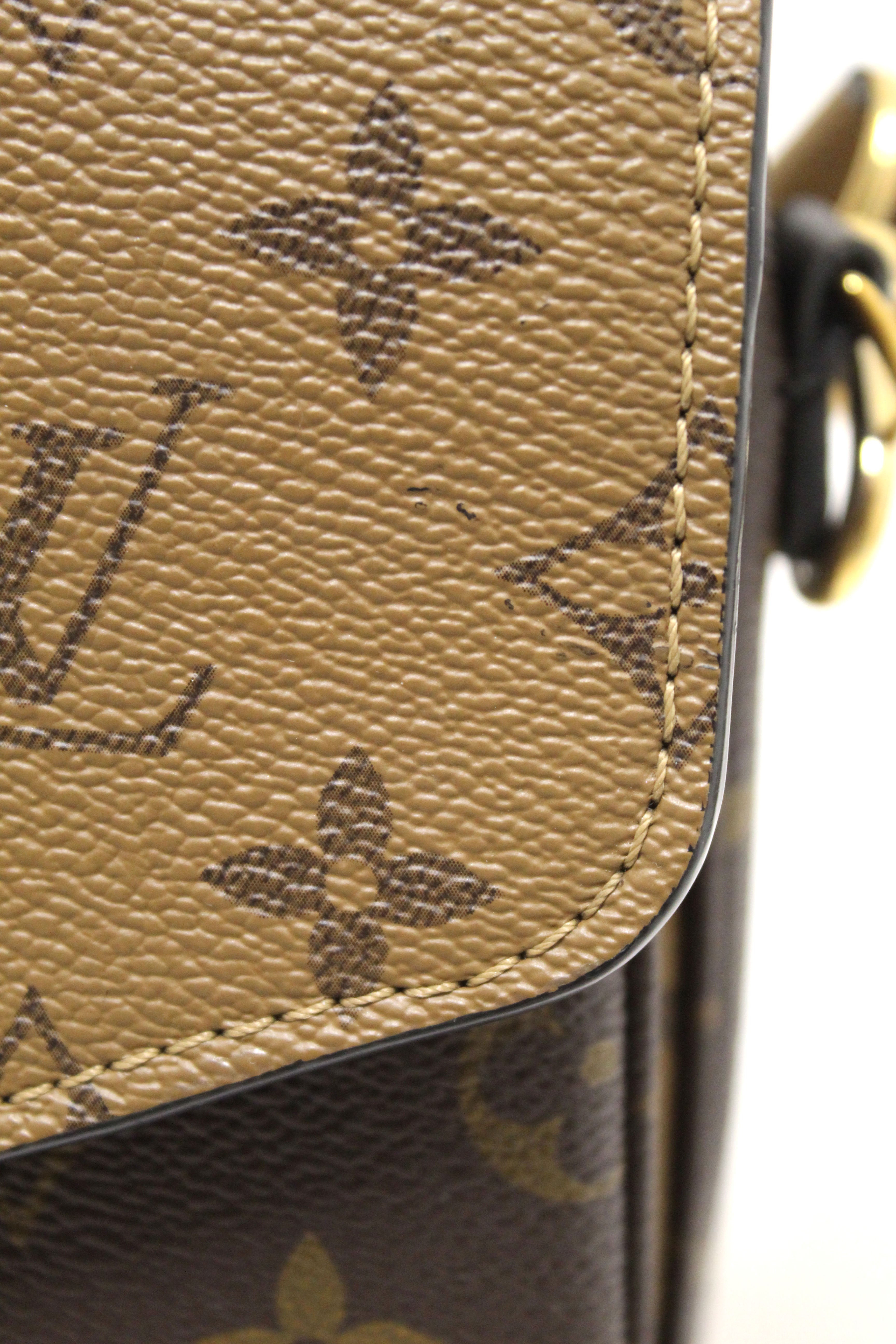 Authentic Louis Vuitton Classic Monogram Reverse Canvas Pochette Metis Bag
