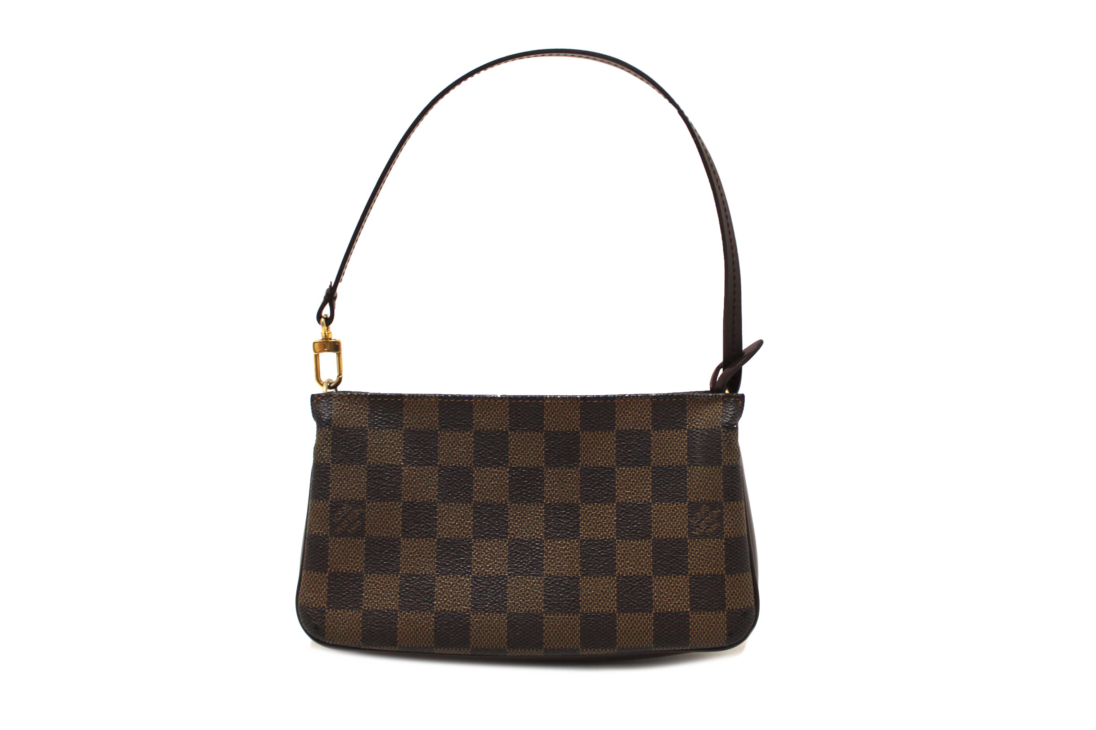 Authentic Louis Vuitton Damier Ebene Canvas Navona Pochette Accessories