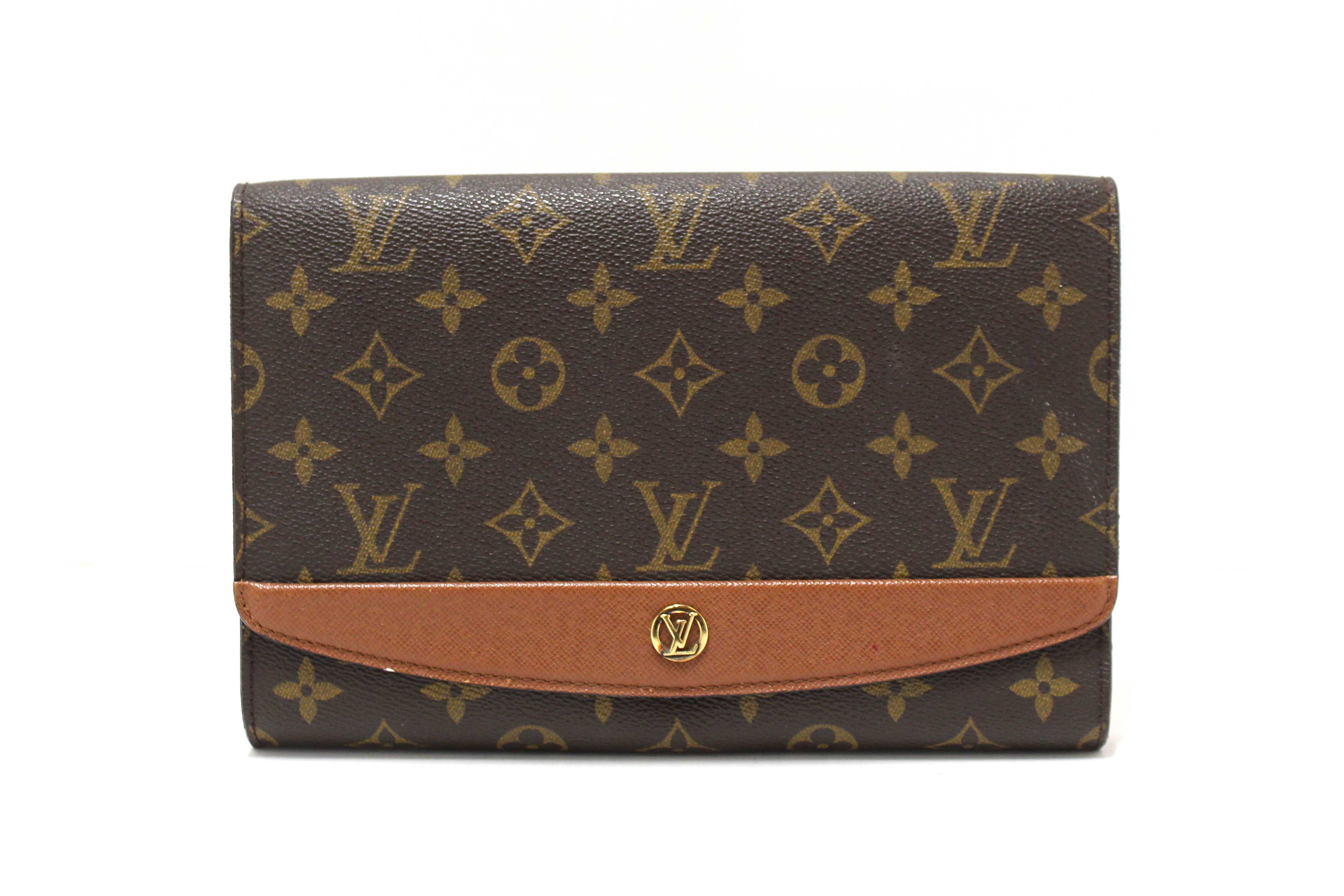 Authentic Louis Vuitton Vintage Classic Monogram Canvas Bordeaux Clutch Bag