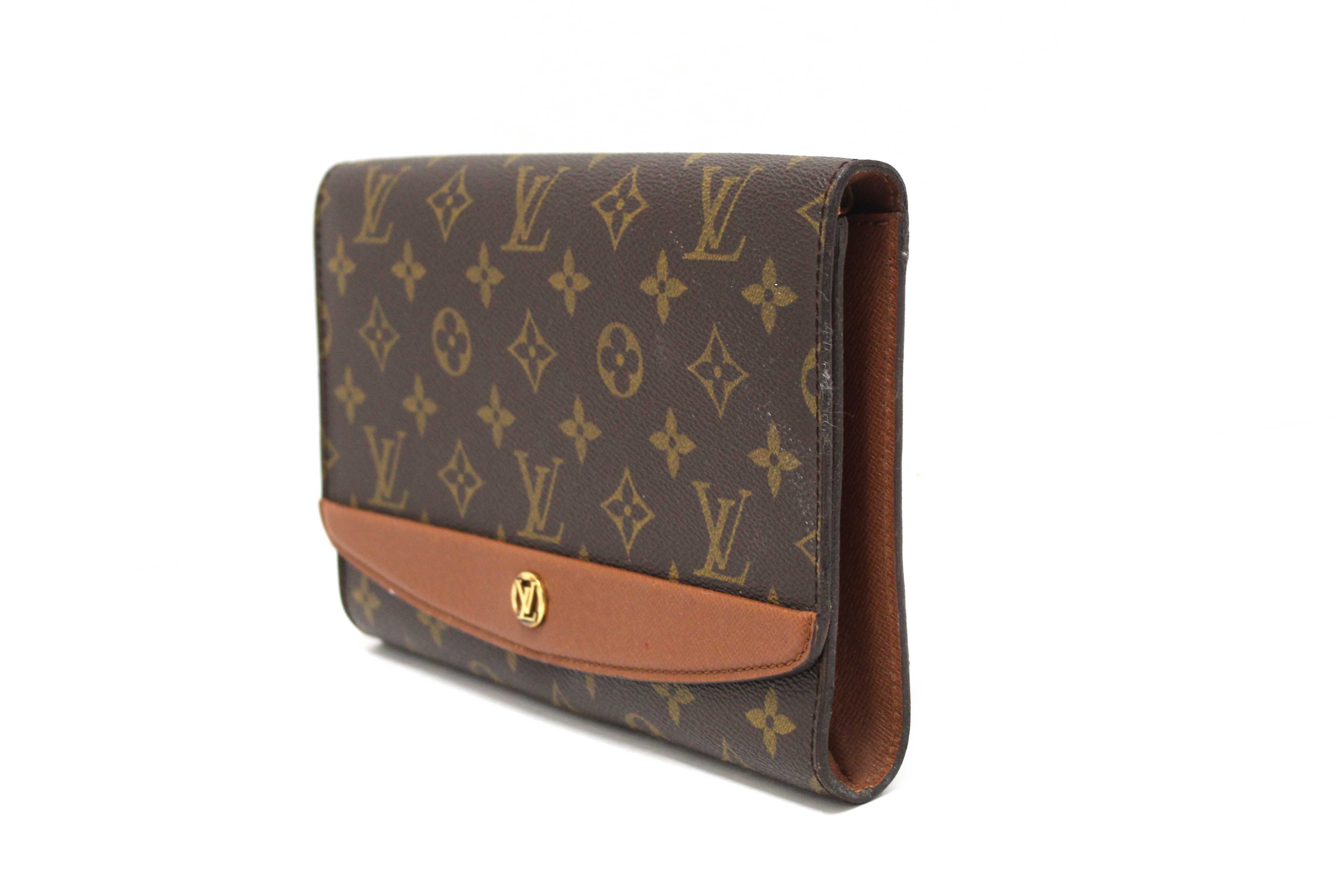 Authentic Louis Vuitton Vintage Classic Monogram Canvas Bordeaux Clutch Bag