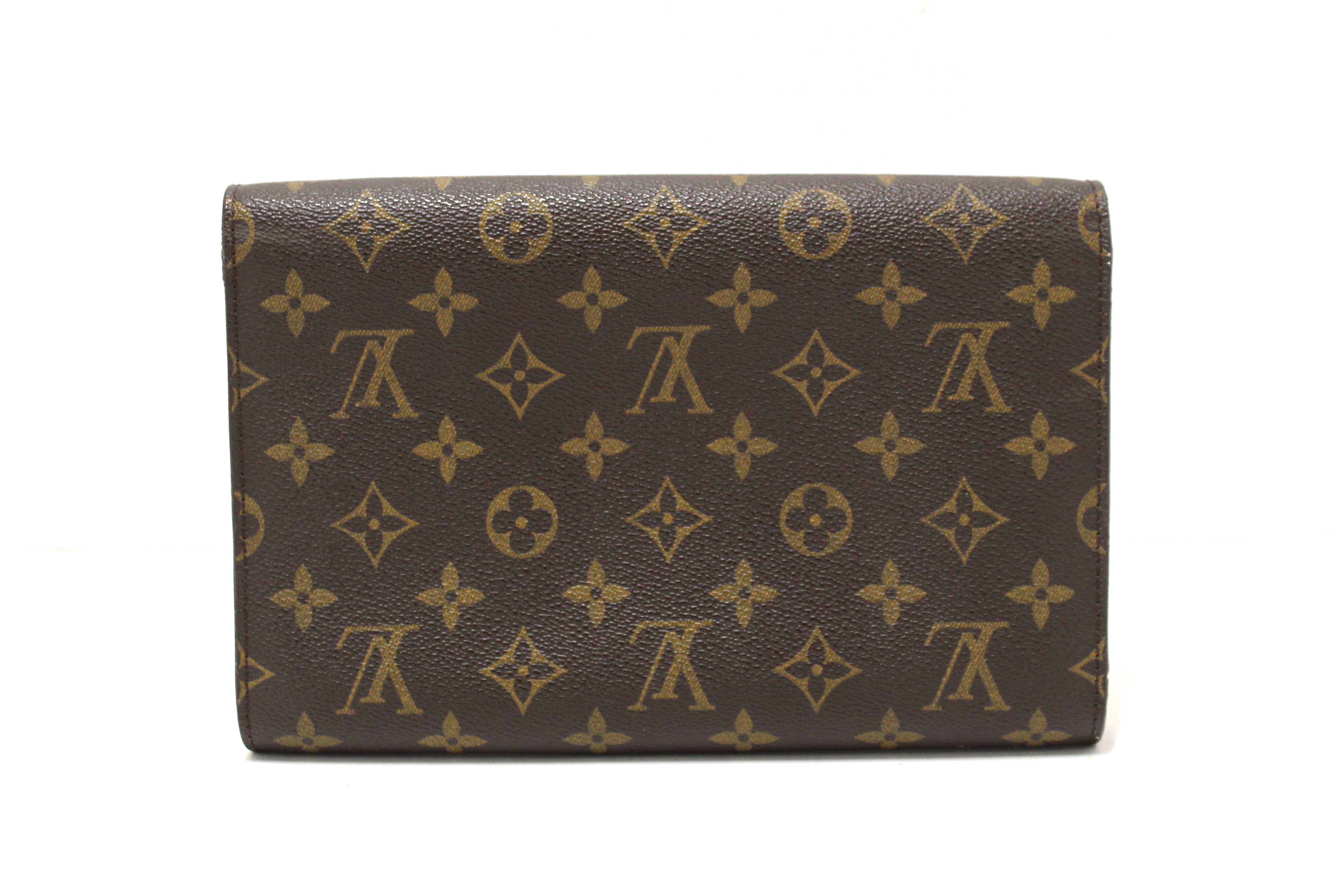 Authentic Louis Vuitton Vintage Classic Monogram Canvas Bordeaux Clutch Bag