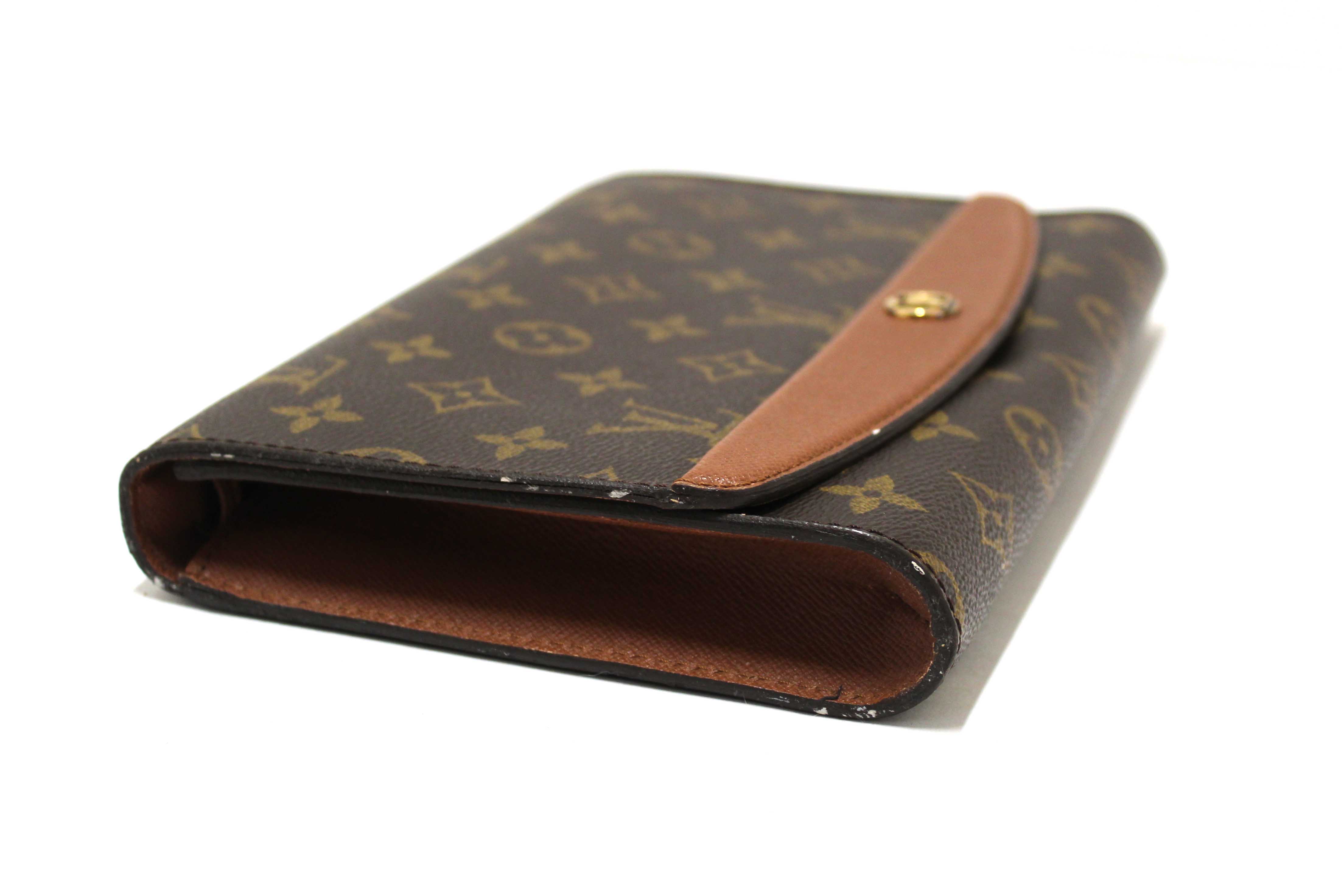 Authentic Louis Vuitton Vintage Classic Monogram Canvas Bordeaux Clutch Bag