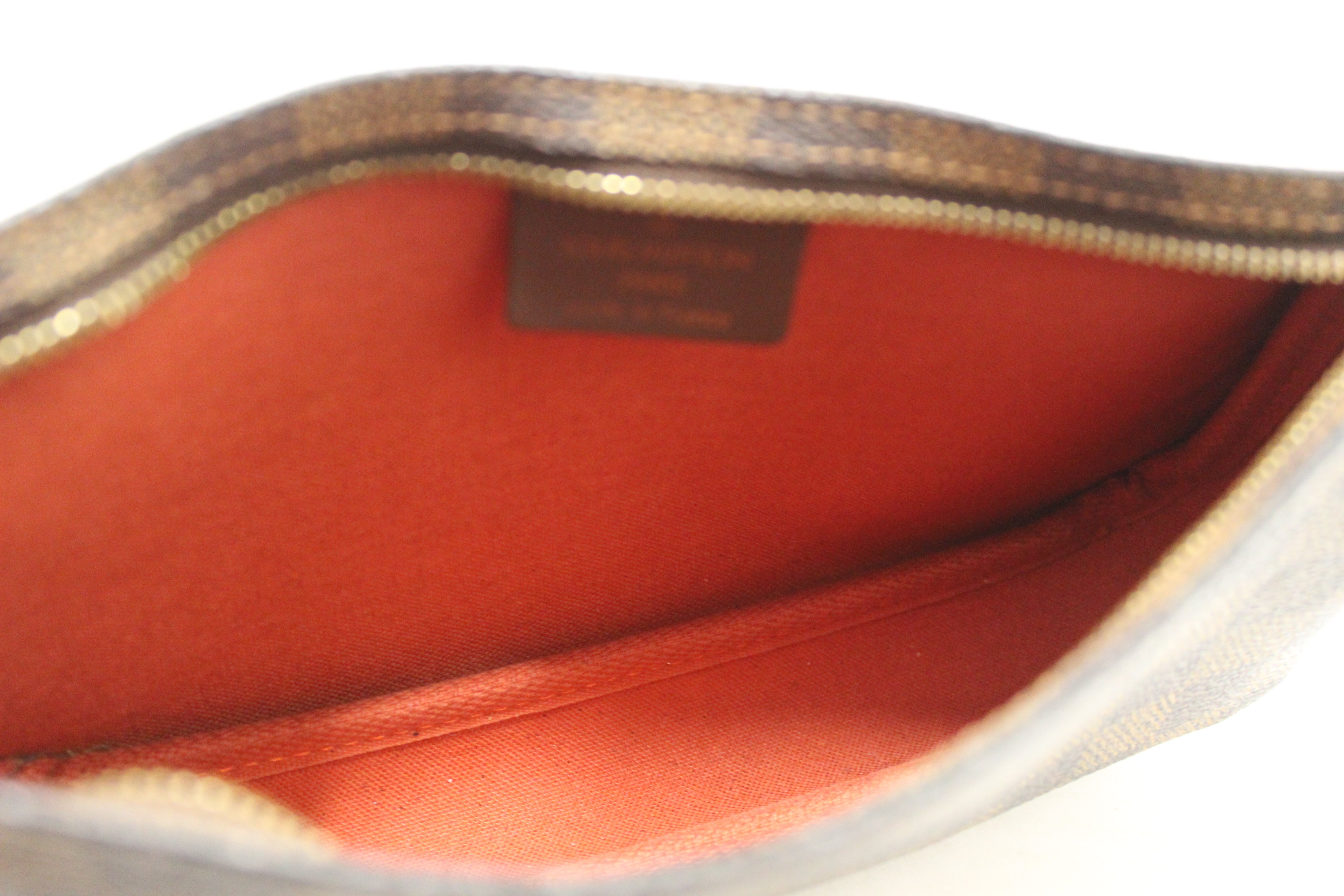 Authentic Louis Vuitton Damier Ebene Canvas Navona Pochette Accessories