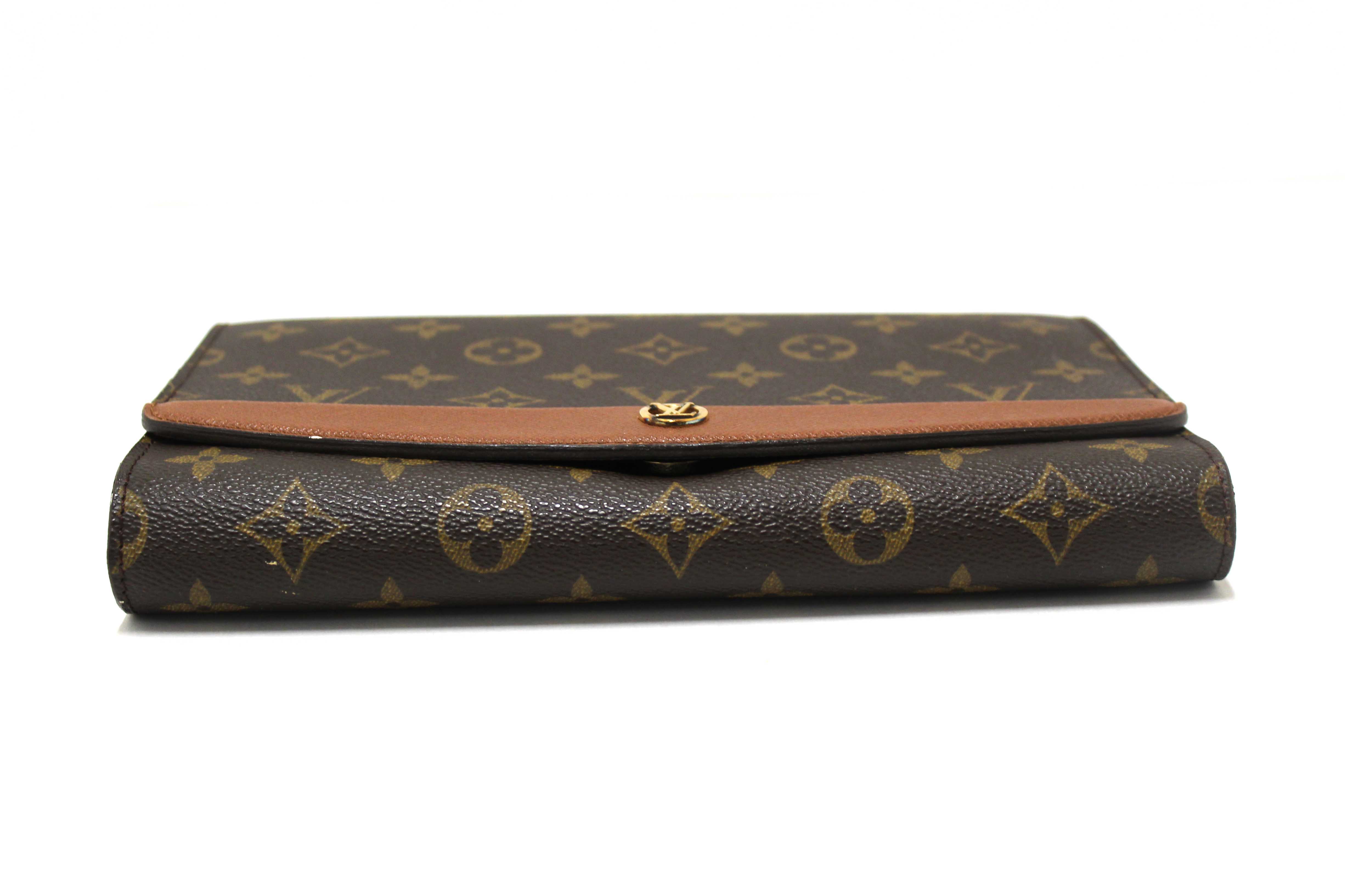 Authentic Louis Vuitton Vintage Classic Monogram Canvas Bordeaux Clutch Bag