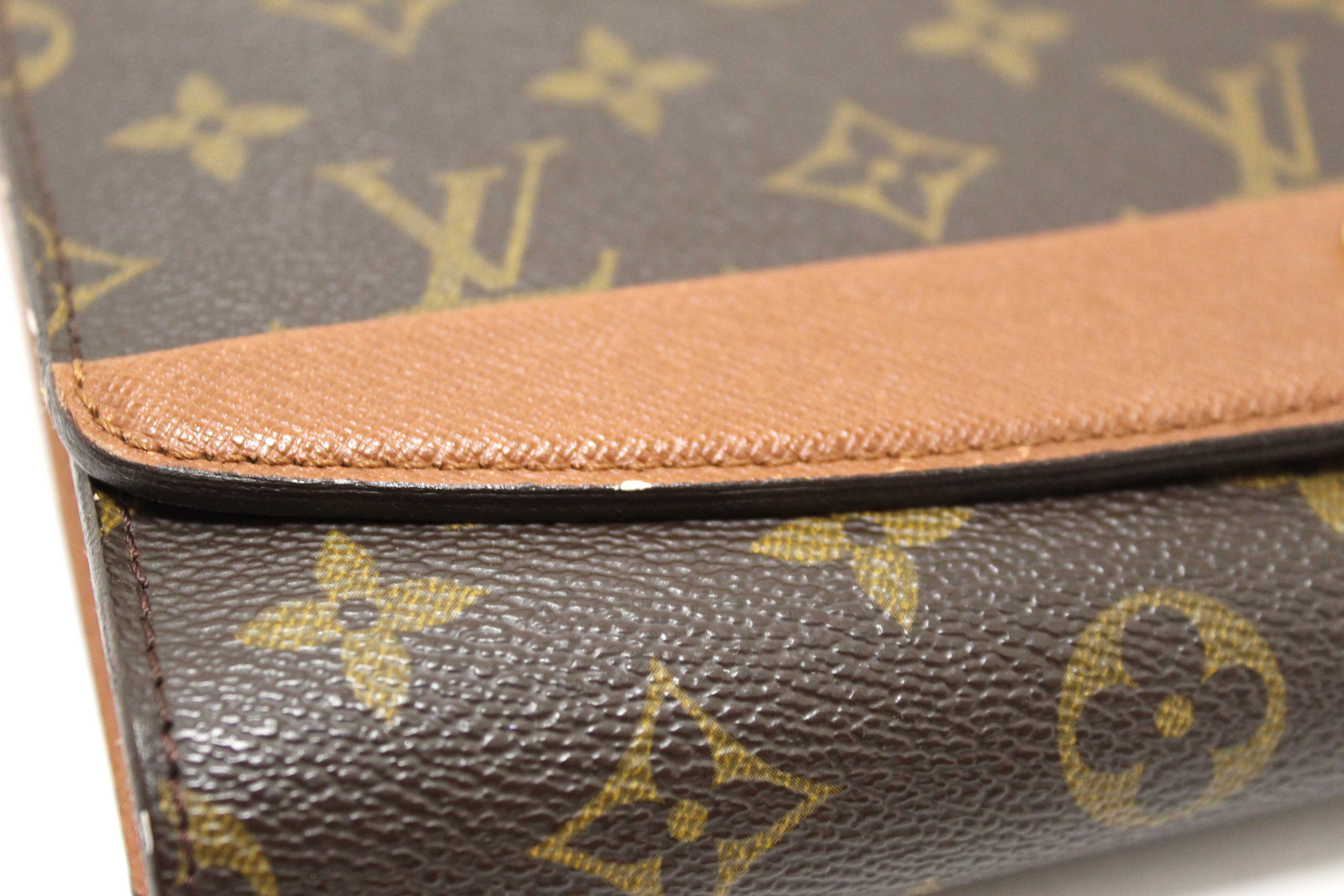 Authentic Louis Vuitton Vintage Classic Monogram Canvas Bordeaux Clutch Bag