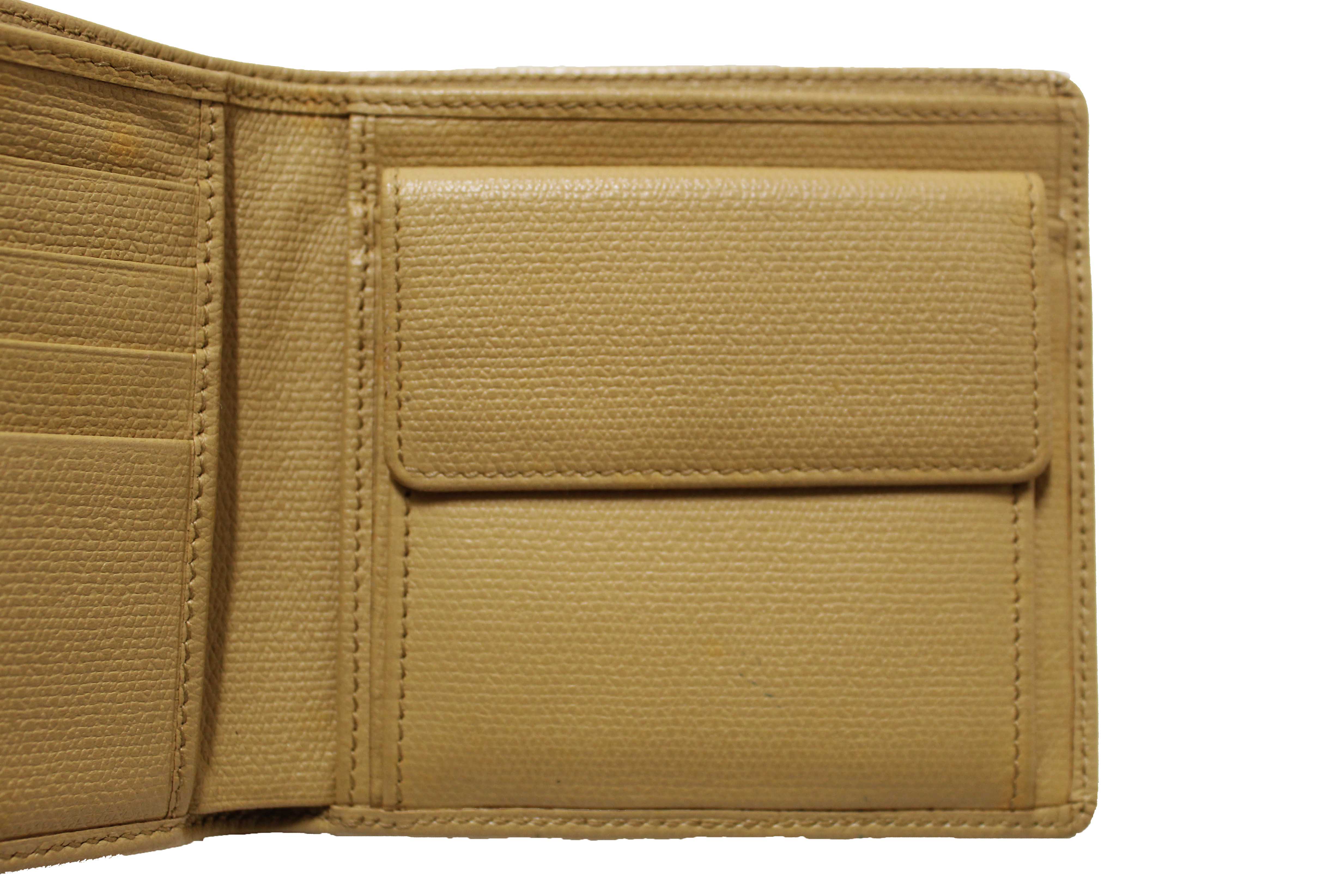 Authentic Chanel Beige Caviar Leather Medium Size Bi-fold Wallet