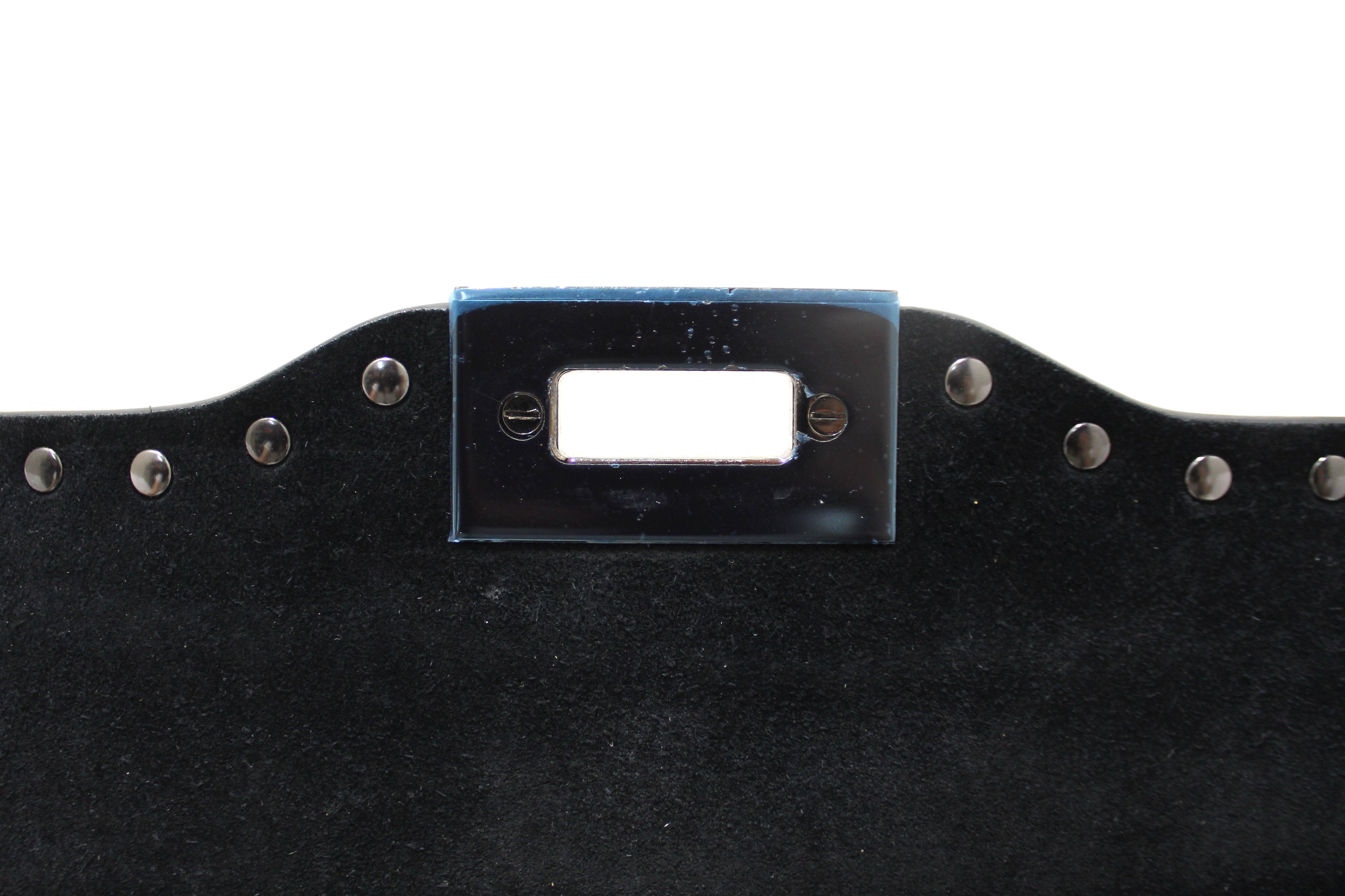 Authentic Valentino Garavani Black Grained Calfskin Rolling Rockstud Flap Crossbody Bag