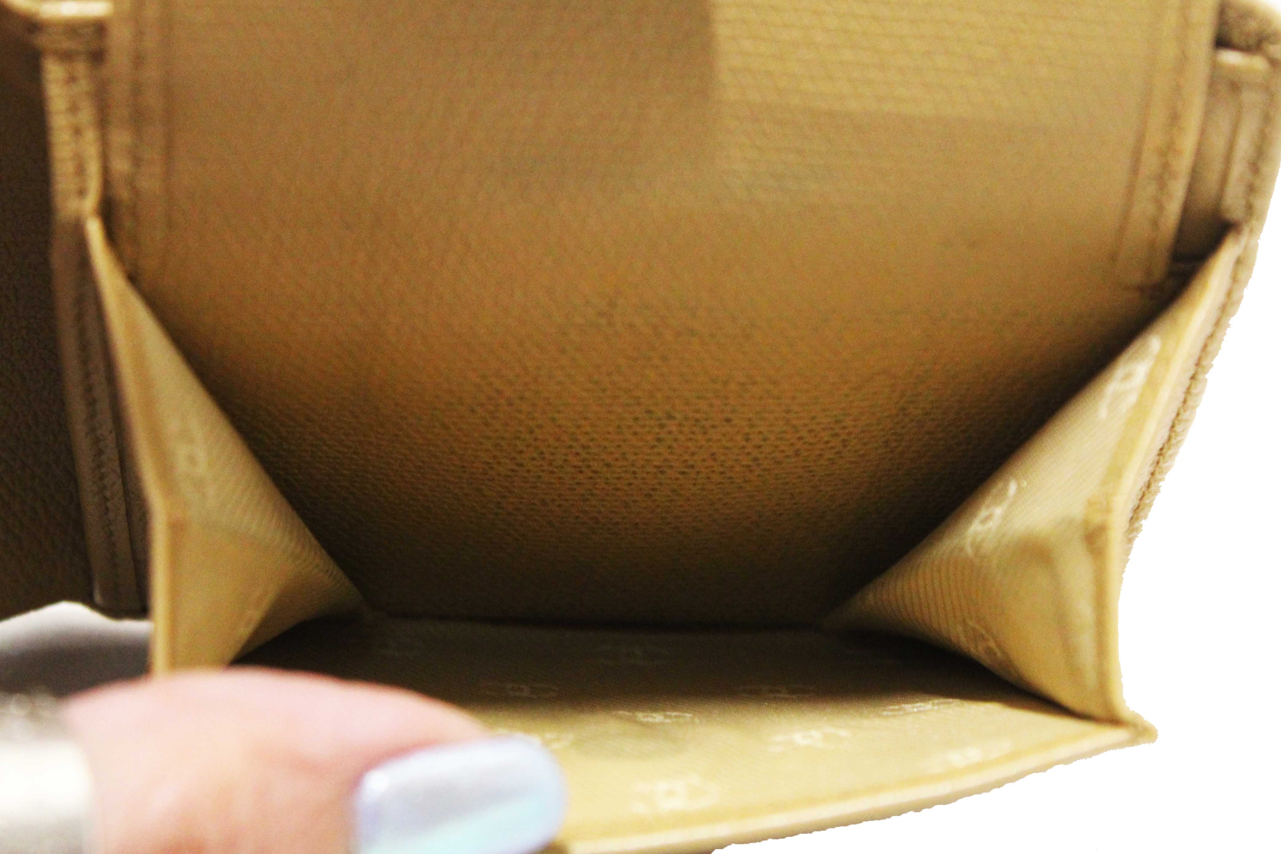 Authentic Chanel Beige Caviar Leather Medium Size Bi-fold Wallet