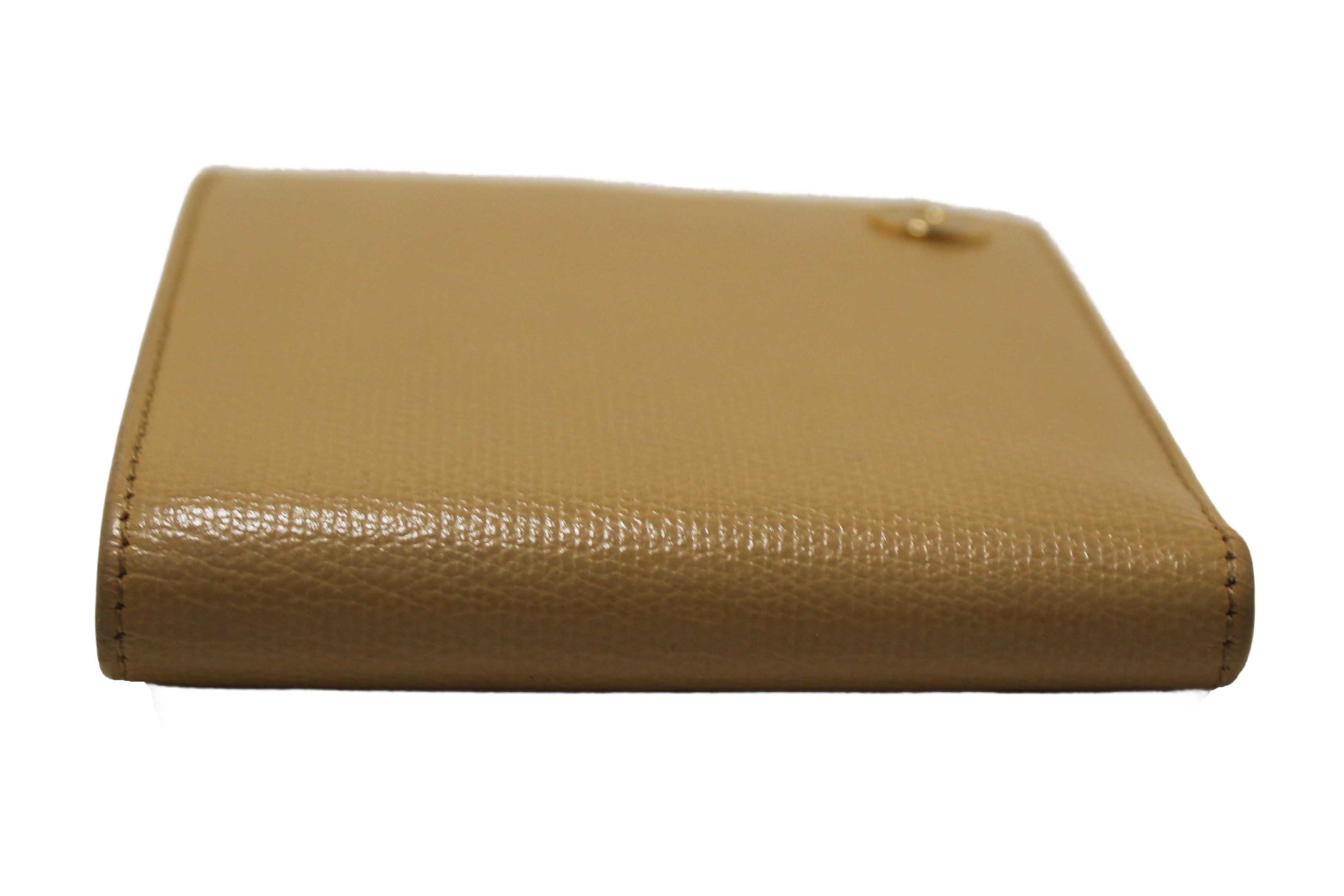 Authentic Chanel Beige Caviar Leather Medium Size Bi-fold Wallet