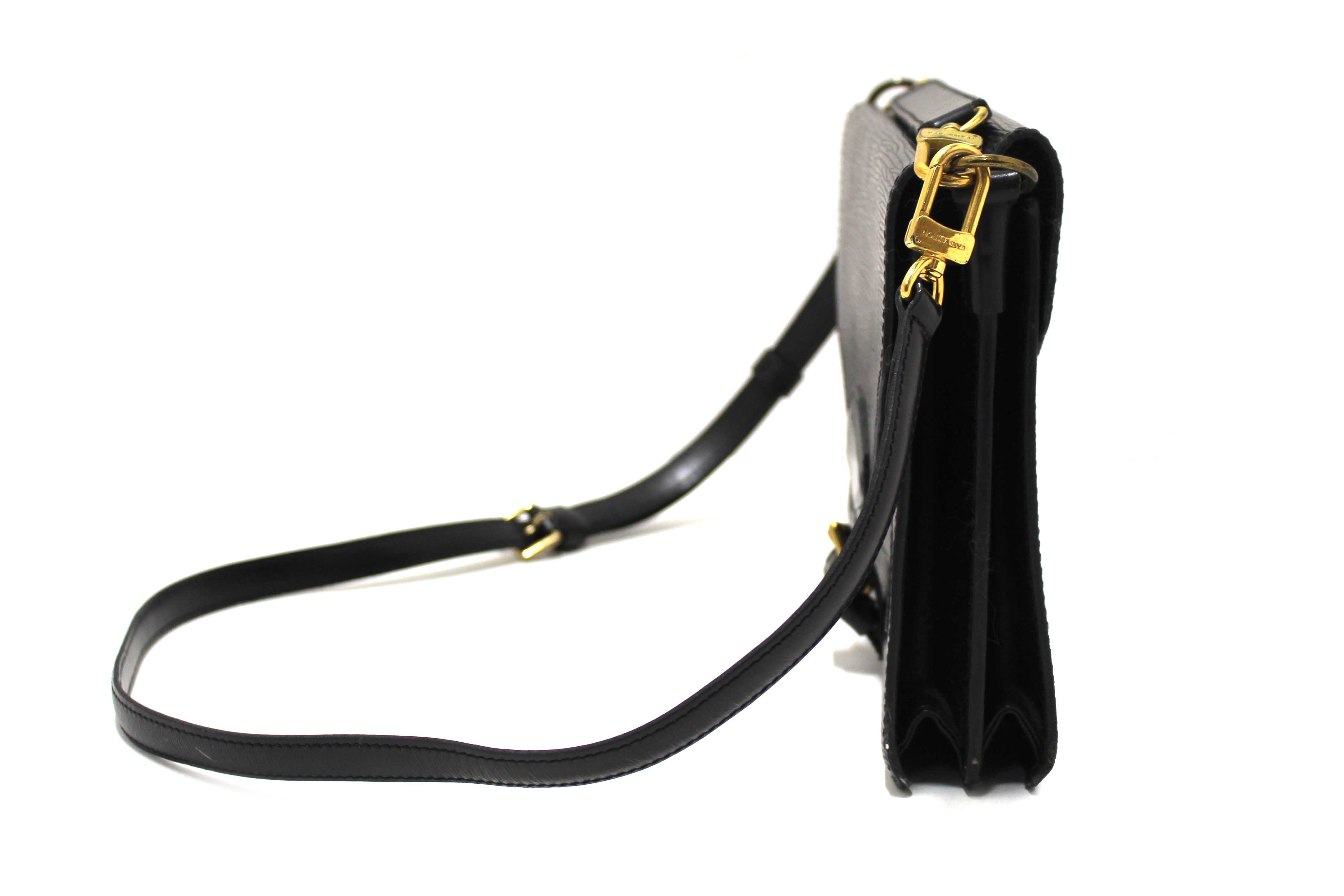 Authentic Vintage Louis Vuitton Black Epi Leather Biface Crossbody Bag