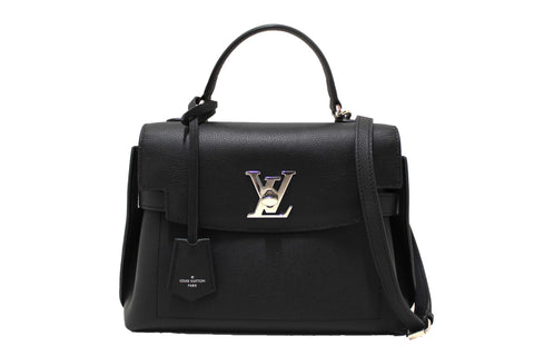 Authentic Louis Vuitton Black Grained Calf Leather LockMe Ever BB Bag