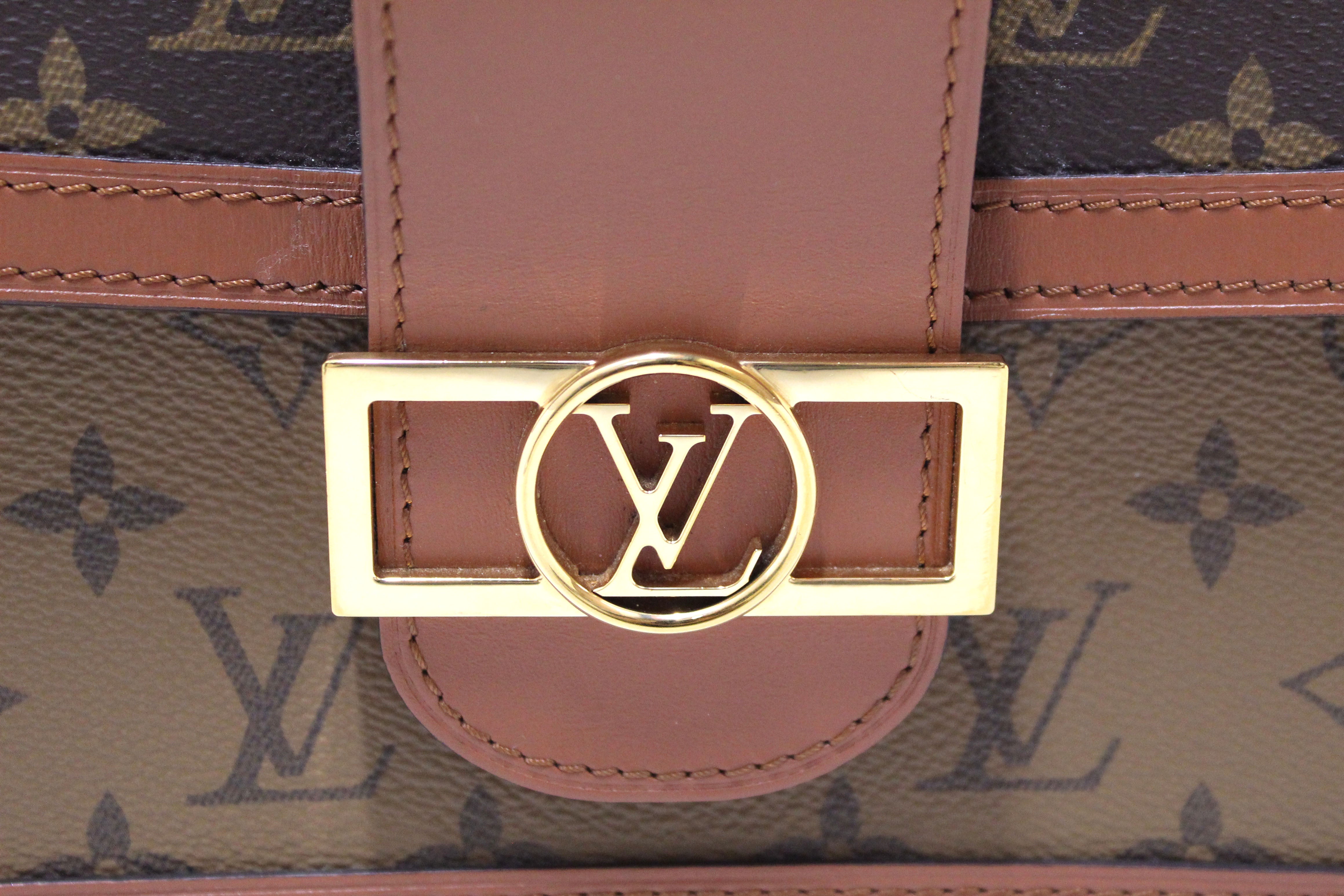 Authentic Louis Vuitton Classic Monogram/Monogram Reverse Canvas Dauphine MM Shoulder Bag