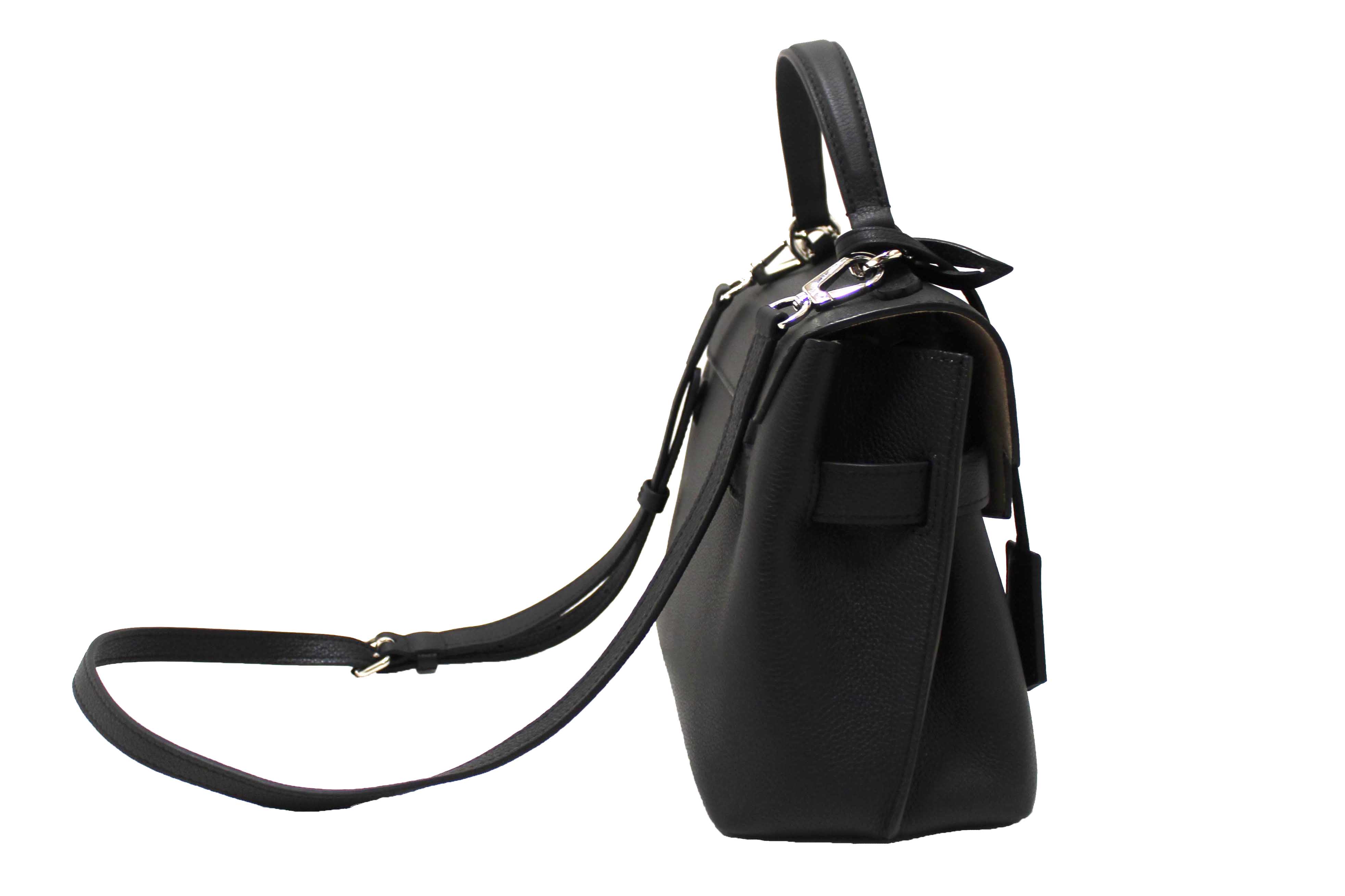 Authentic Louis Vuitton Black Grained Calf Leather LockMe Ever BB Bag