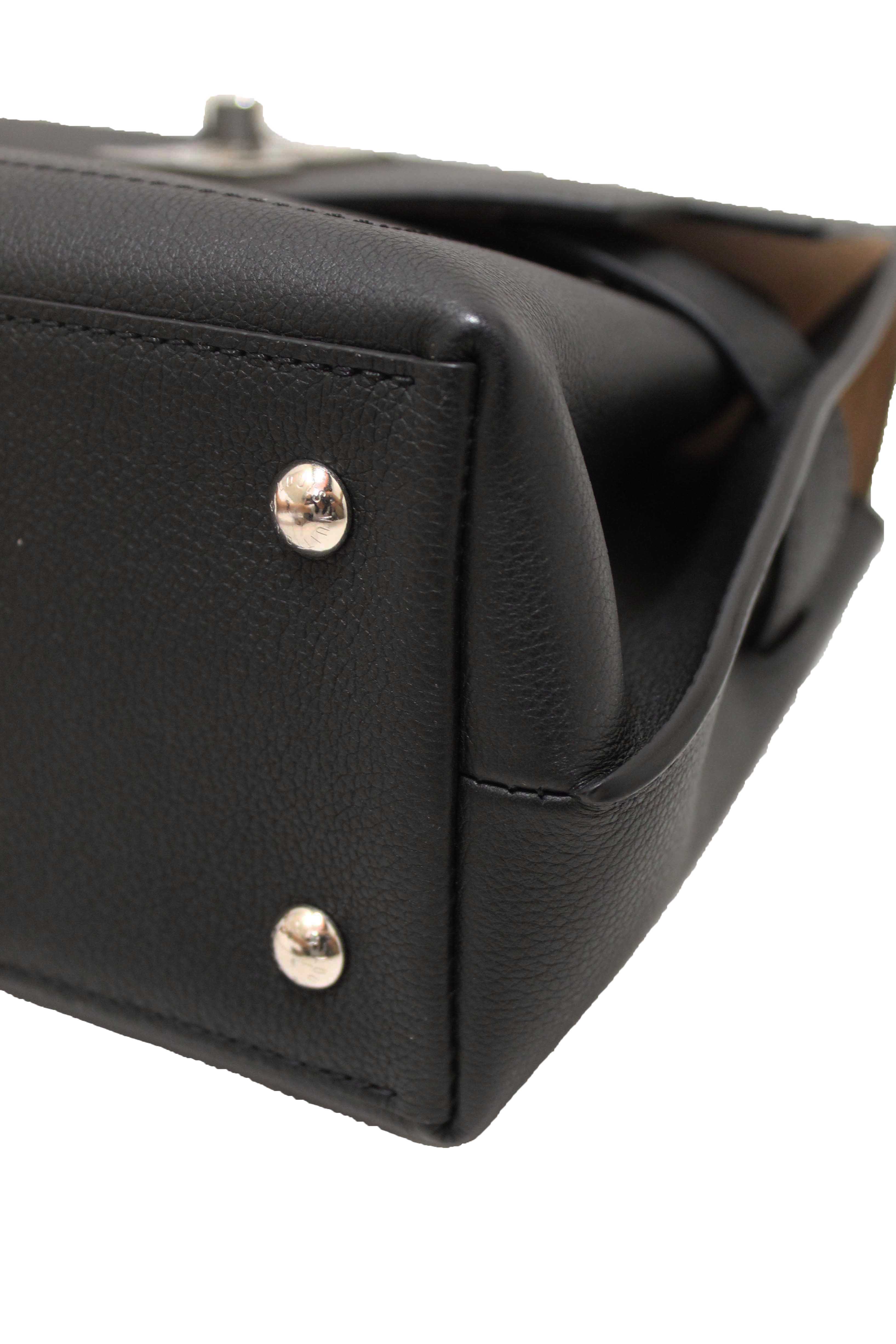 Authentic Louis Vuitton Black Grained Calf Leather LockMe Ever BB Bag