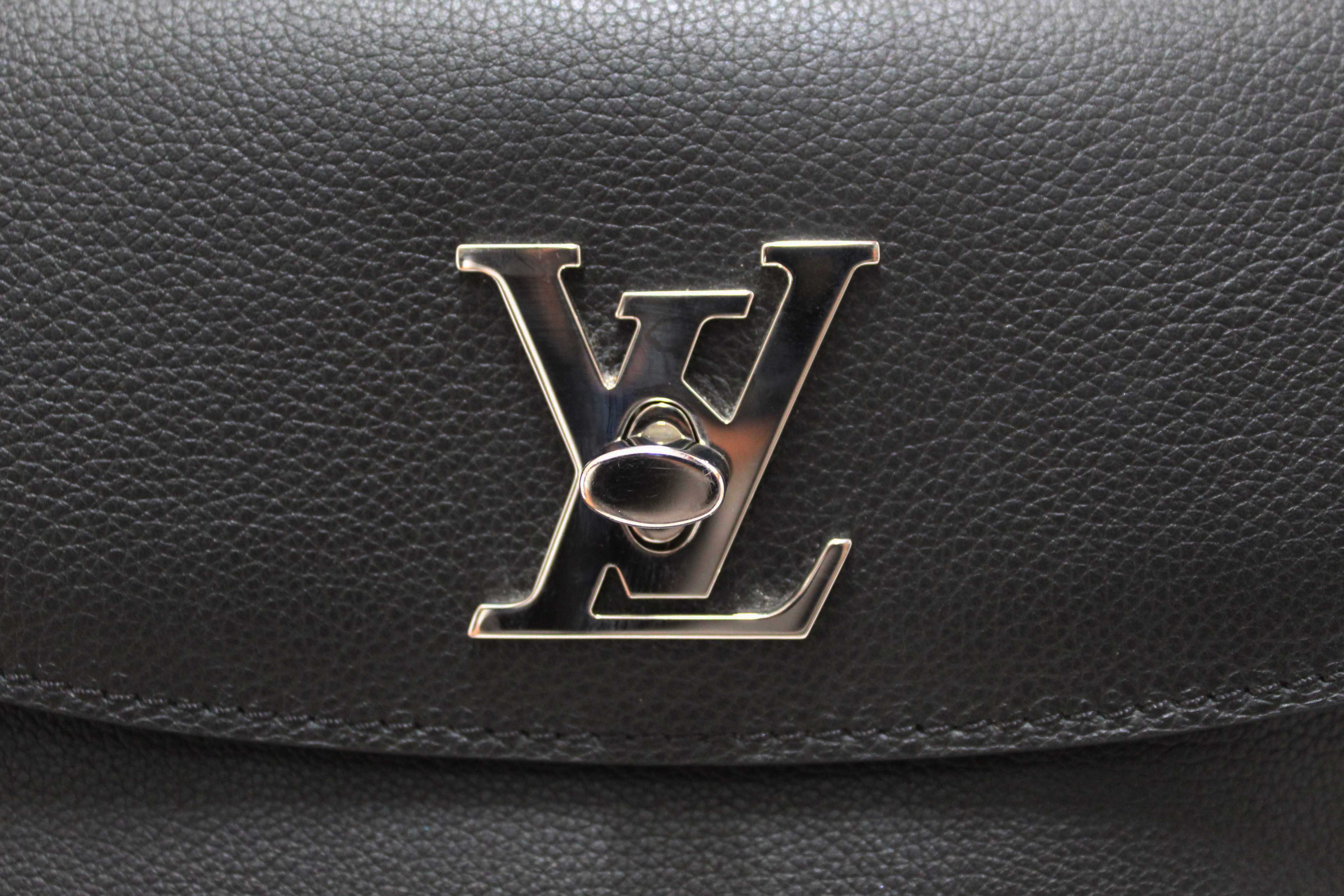 Authentic Louis Vuitton Black Grained Calf Leather LockMe Ever BB Bag
