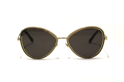 Authentic Chanel Black and Gold Oversize Sunglasses